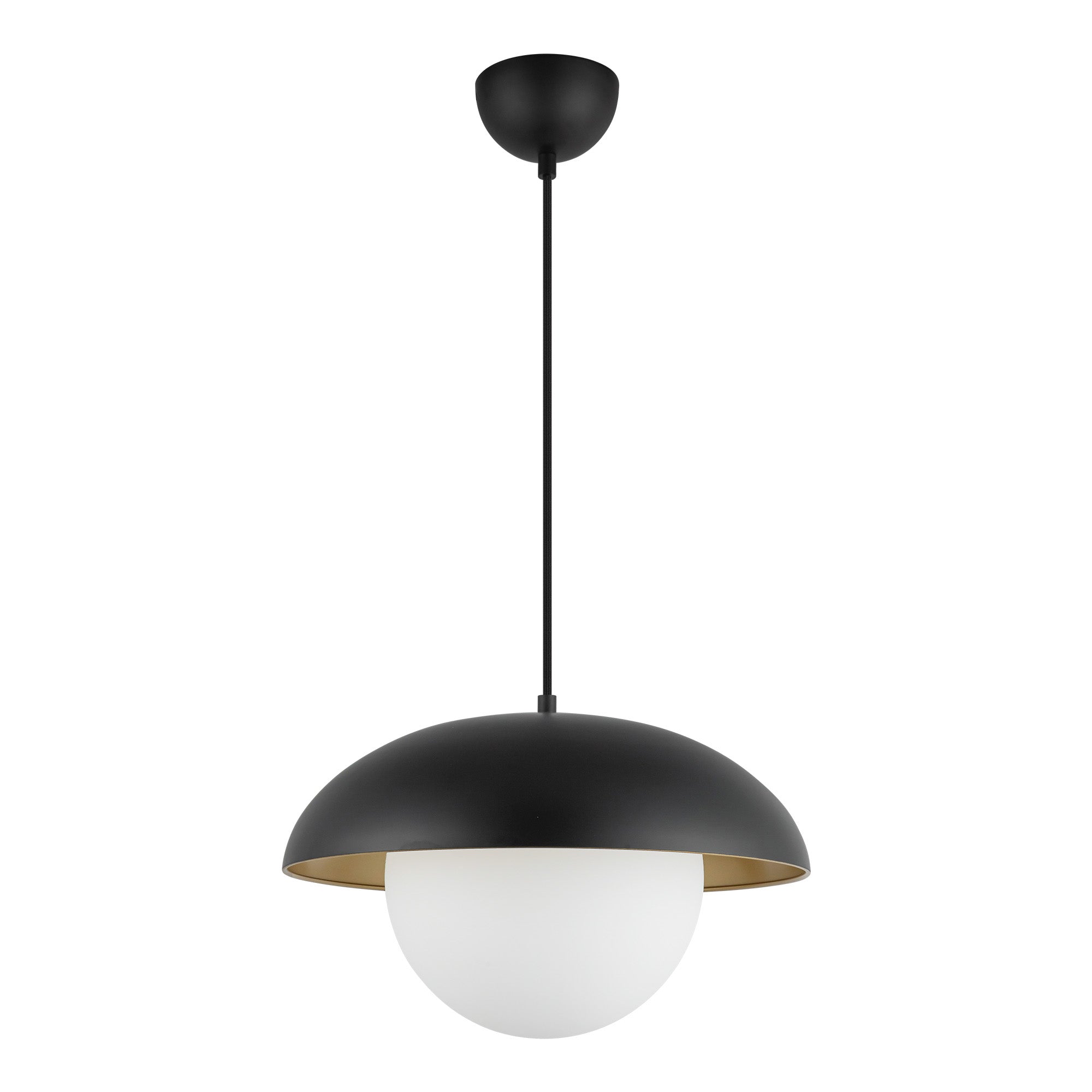 Rubio 16-in Matte Black/Opal Matte Glass 1 Light Pendant