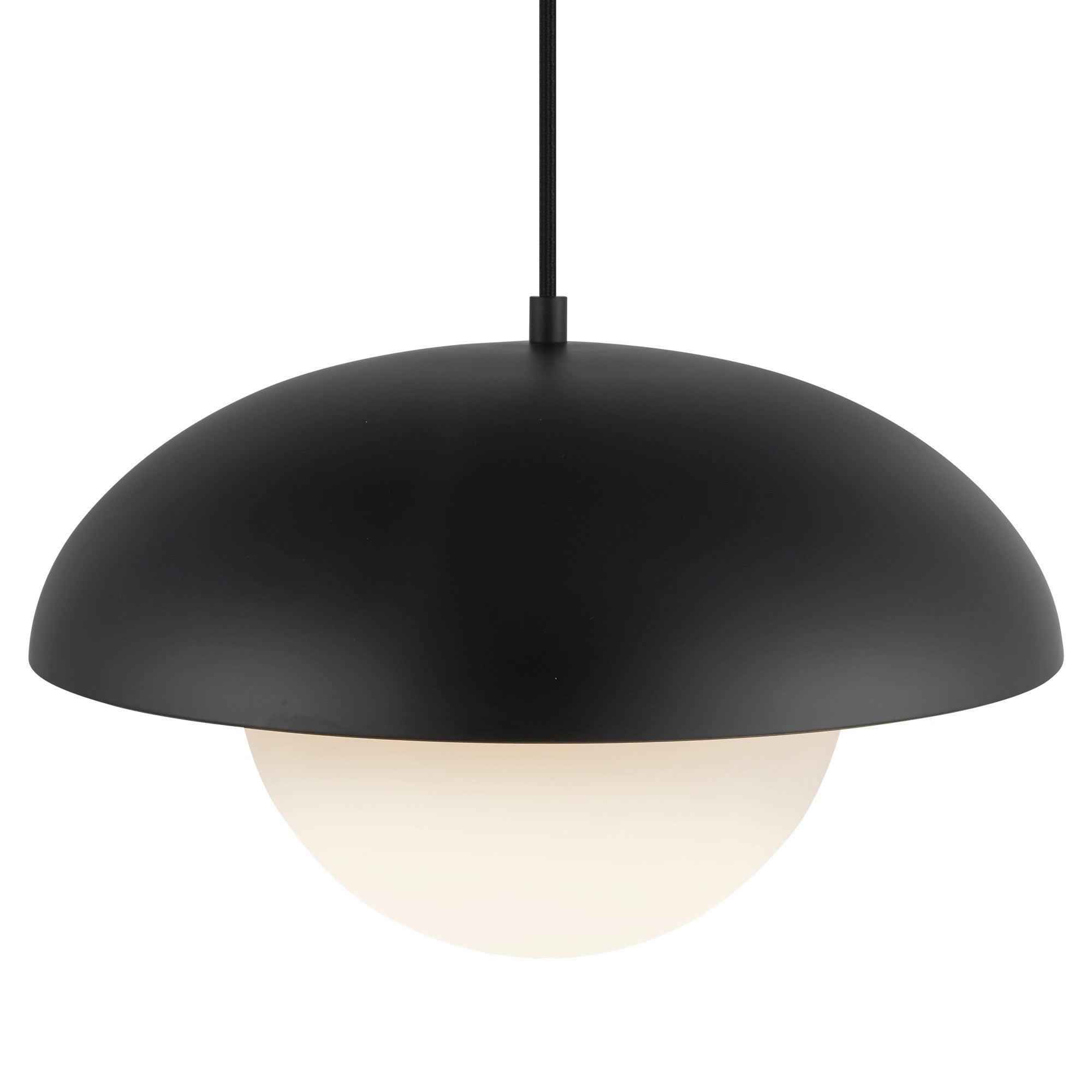 Rubio 16-in Matte Black/Opal Matte Glass 1 Light Pendant