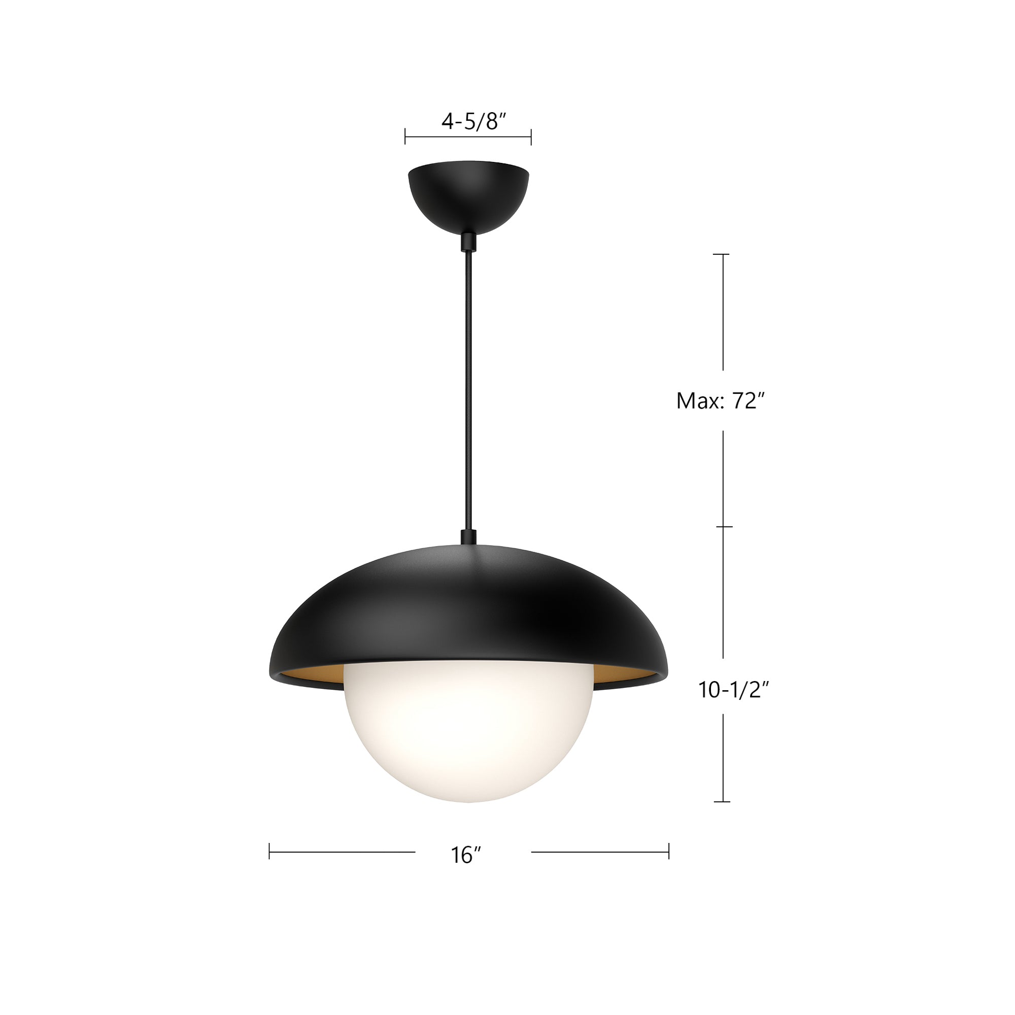 Rubio 16-in Matte Black/Opal Matte Glass 1 Light Pendant