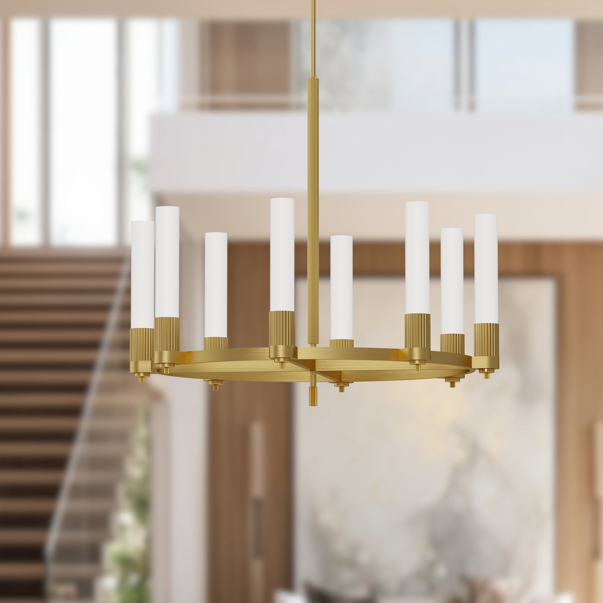 Rue 38-in Brushed Gold 8 Lights Chandeliers