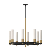 Rue 38-in Matte Black/Brushed Gold 8 Lights Chandeliers