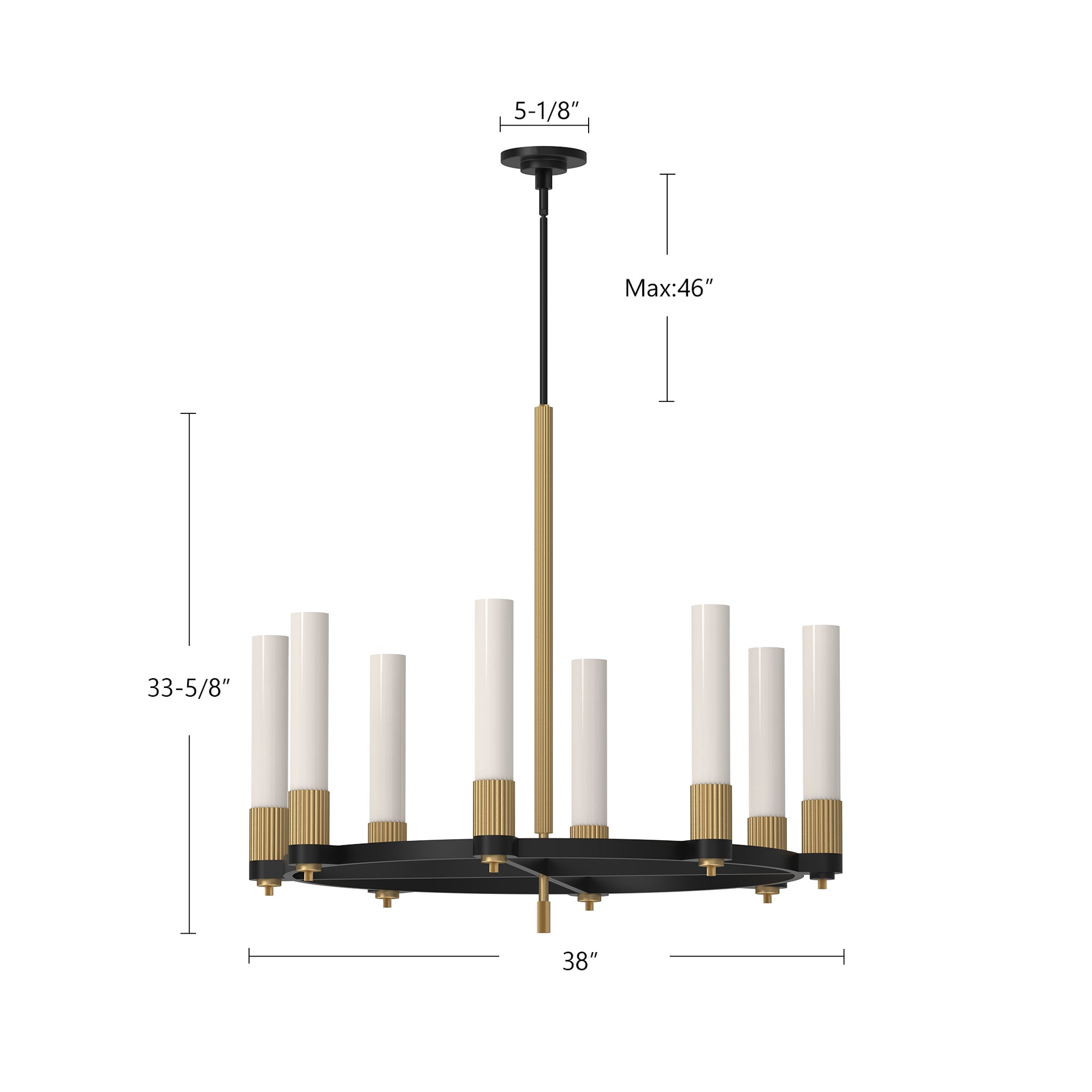 Rue 38-in Brushed Gold 8 Lights Chandeliers