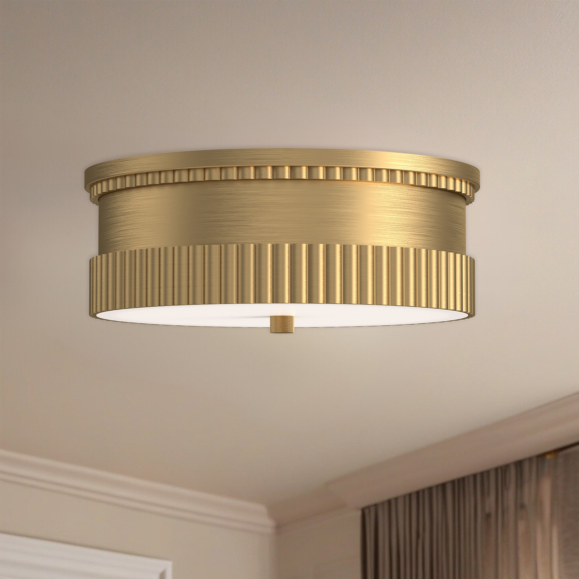 Rue 14-in Brushed Gold 3 Lights Flush Mount