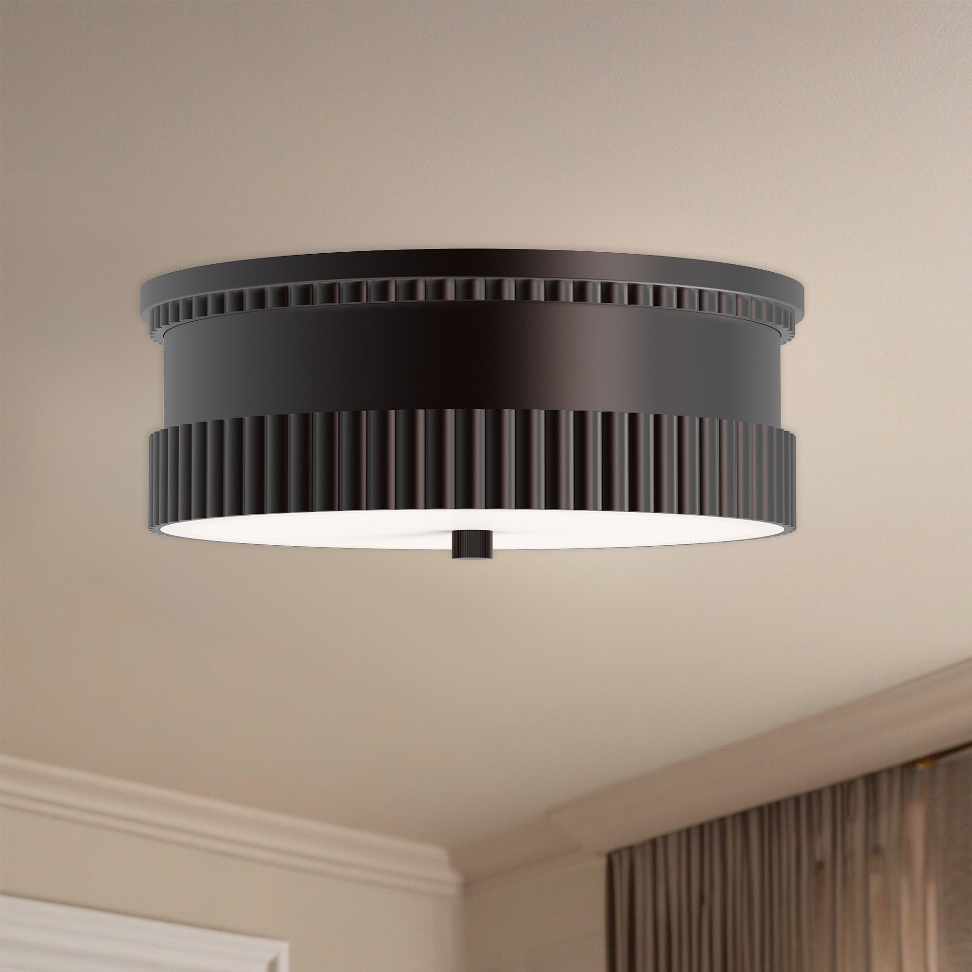 Rue 14-in Warm Bronze 3 Lights Flush Mount