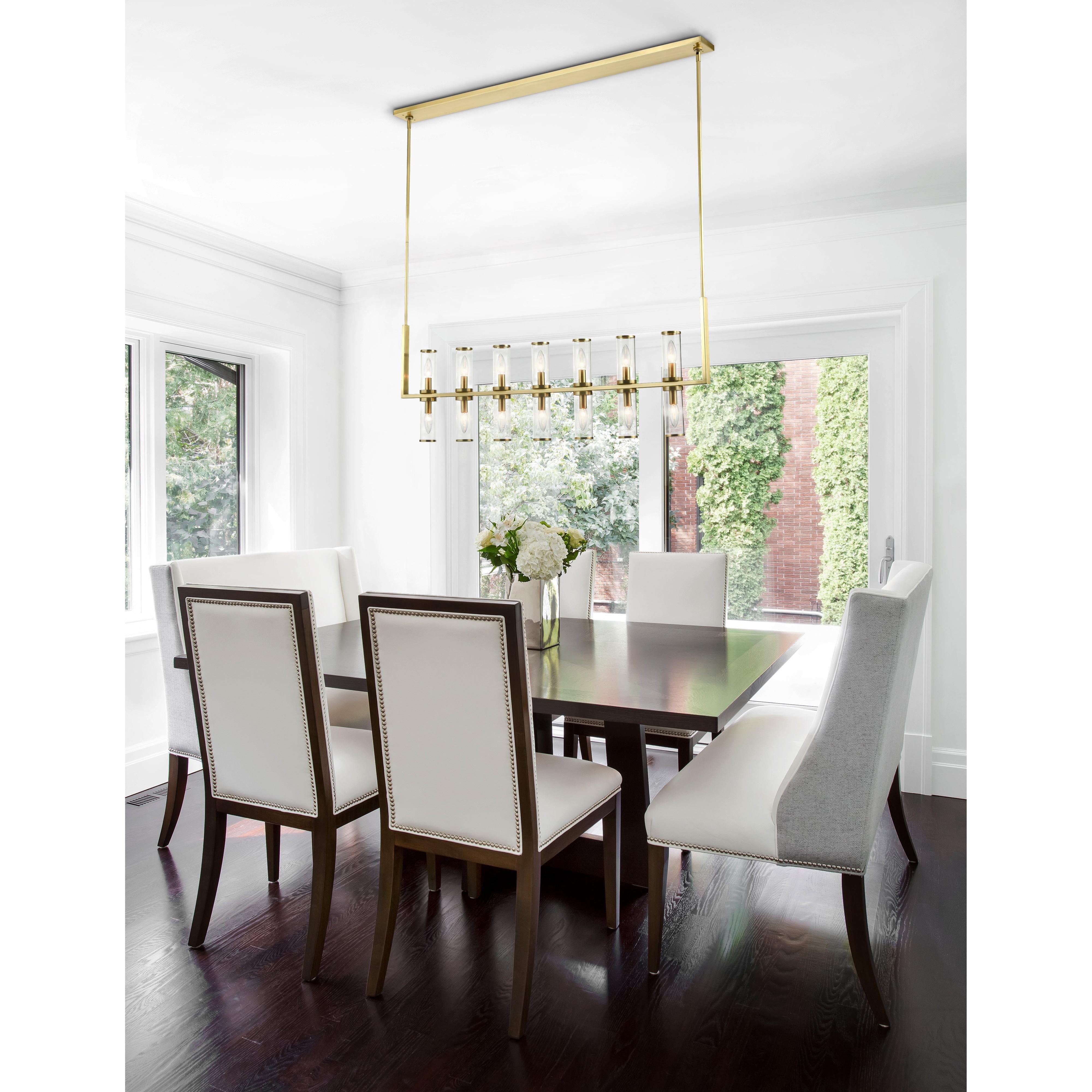 Revolve Clear Glass/Natural Brass 14 Lights Linear Pendant