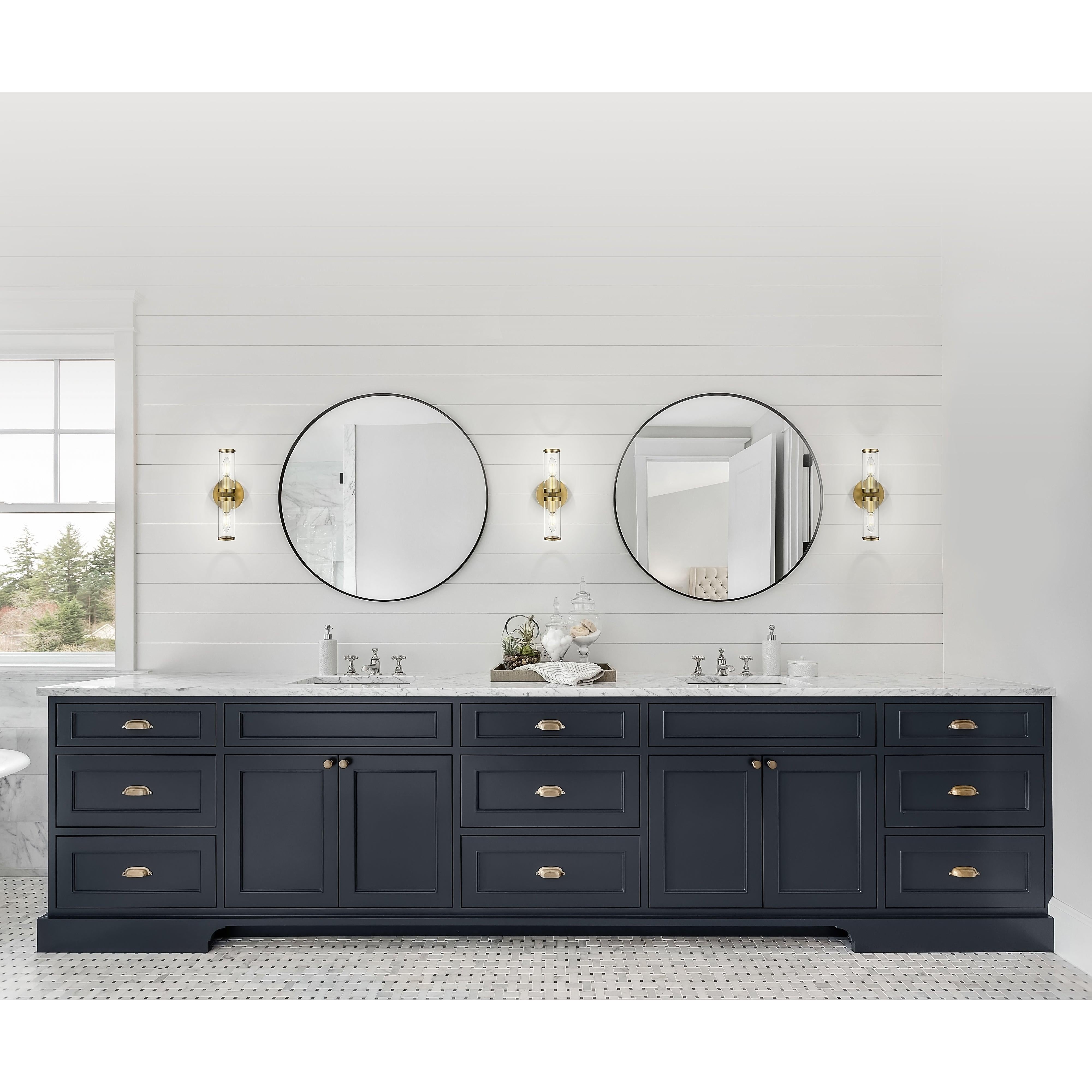 Revolve Clear Glass/Natural Brass 2 Lights Wall/Vanity
