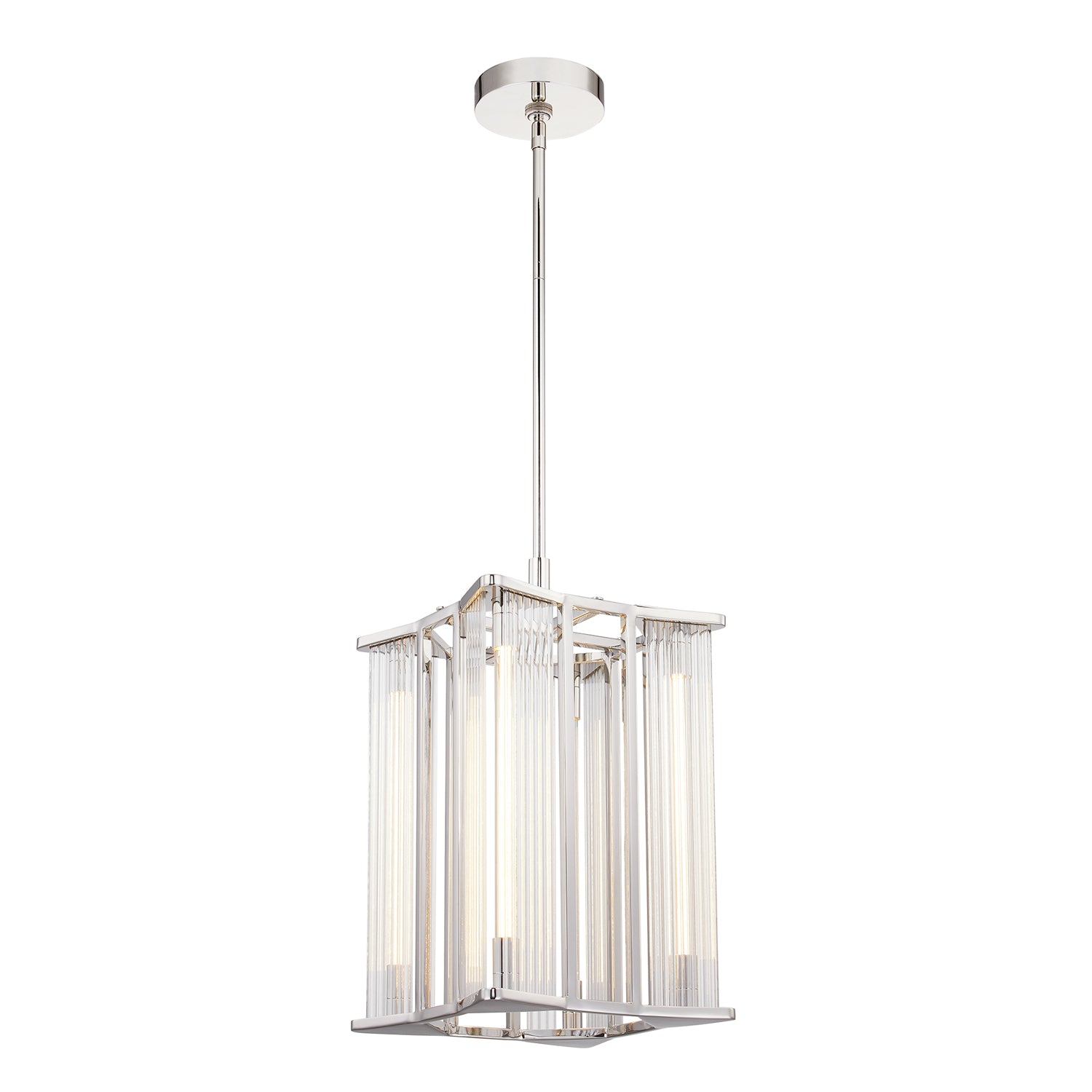Sabre 11-in Polished Nickel/Ribbed Glass LED Pendant