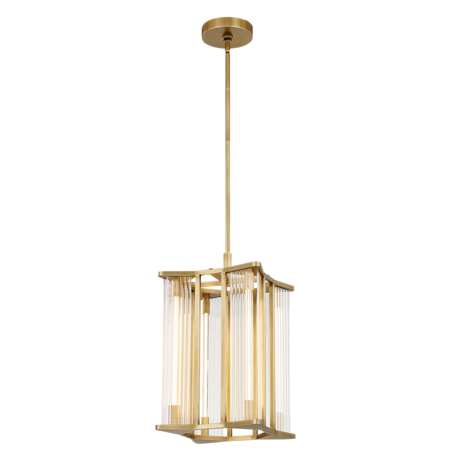 Sabre 11-in Ribbed Glass/Vintage Brass LED Pendant