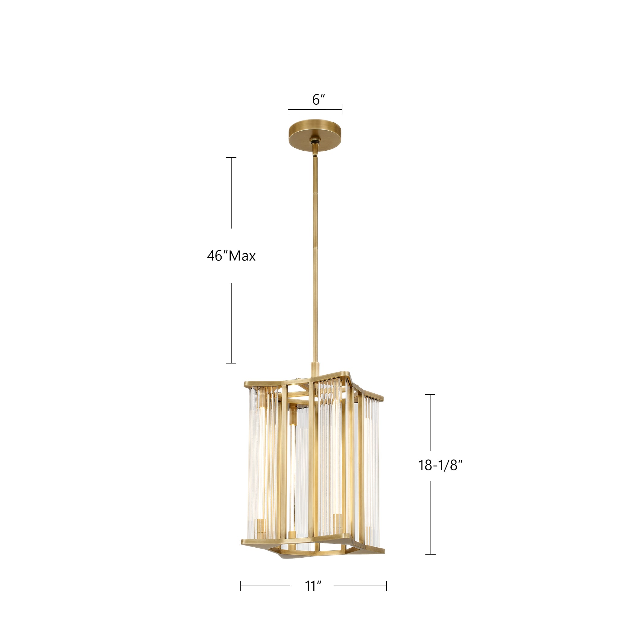 Sabre 11-in Ribbed Glass/Vintage Brass LED Pendant