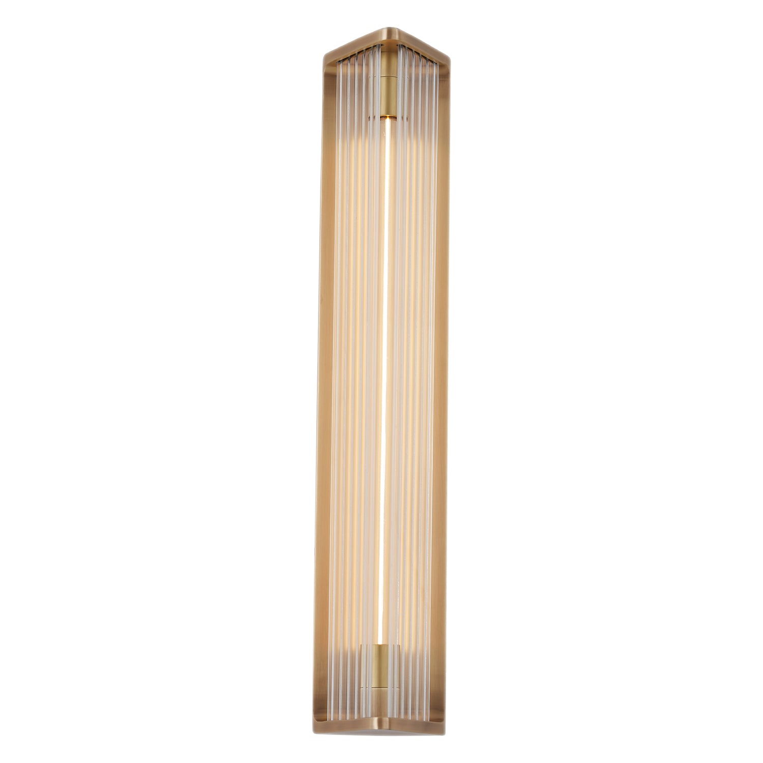 Sabre 23-in Ribbed Glass/Vintage Brass LED Wall/Vanity