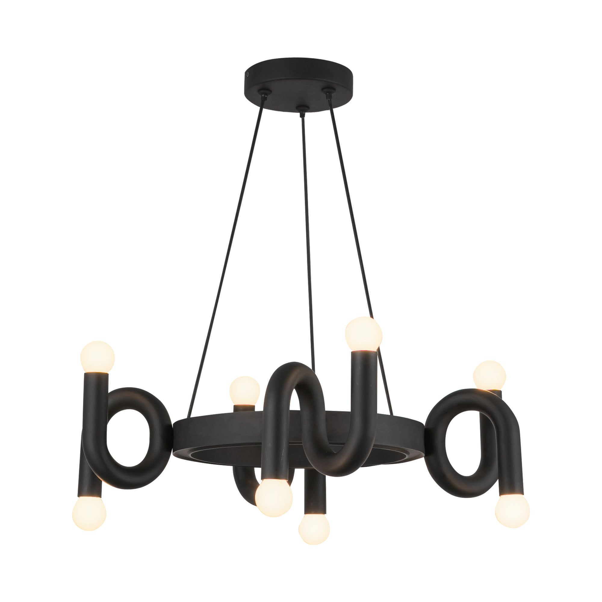 Sadie 23-in Matte Black Socket Chandelier