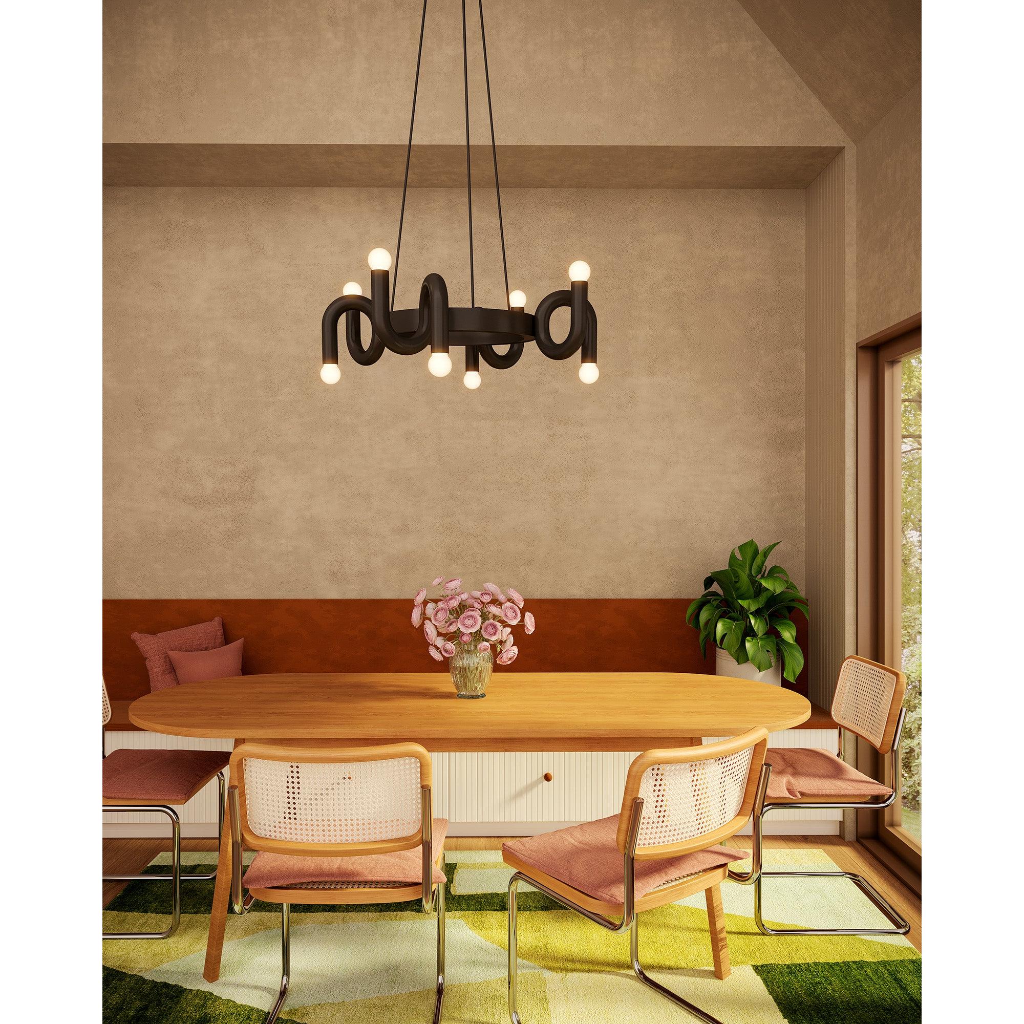 Sadie 23-in Matte Black Socket Chandelier