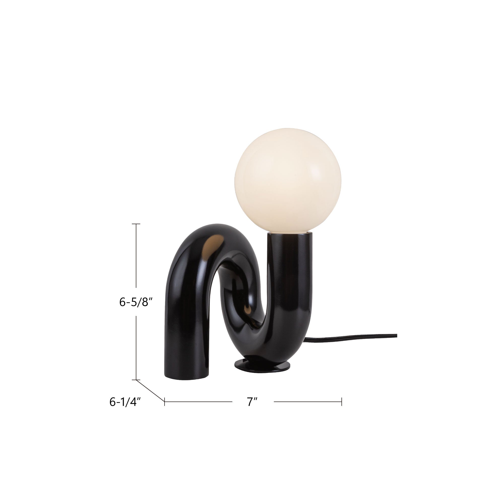 Sadie 6-in Glossy Black Socket Table Lamp