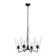 Salem 23-in Clear Glass/Matte Black 4 Lights Chandeliers
