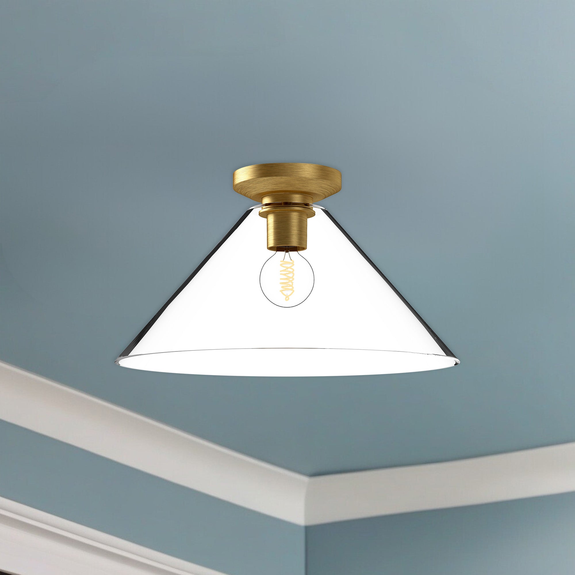 Salem 14-in Brushed Gold/Clear Glass 1 Light Flush Mount