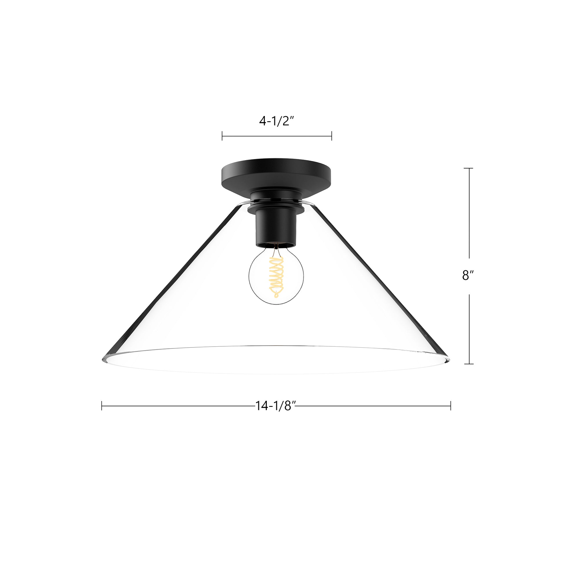 Salem 14-in Clear Glass/Matte Black 1 Light Flush Mount