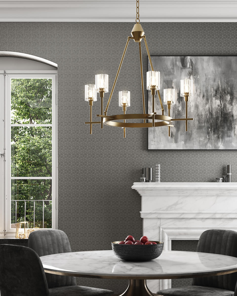 Alora Lighting SALITA CH314306VBRC Chandelier Traditional - Ribbed Crystal Vintage Brass