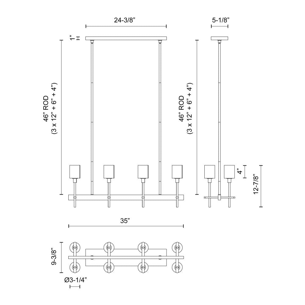 Alora Lighting SALITA LP314308PNCC Island Traditional - Clear Crystal Polished Nickel