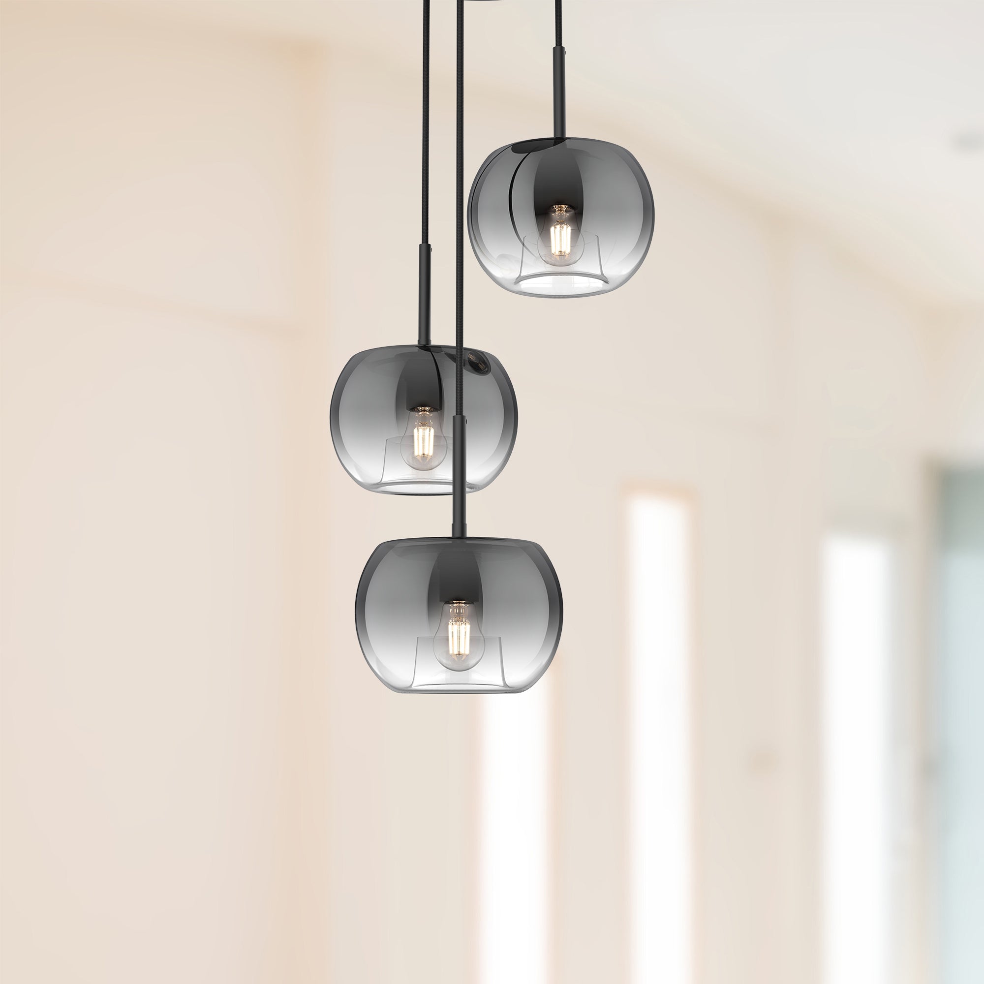 Samar 14-in Black/Smoked 3 Lights Chandeliers