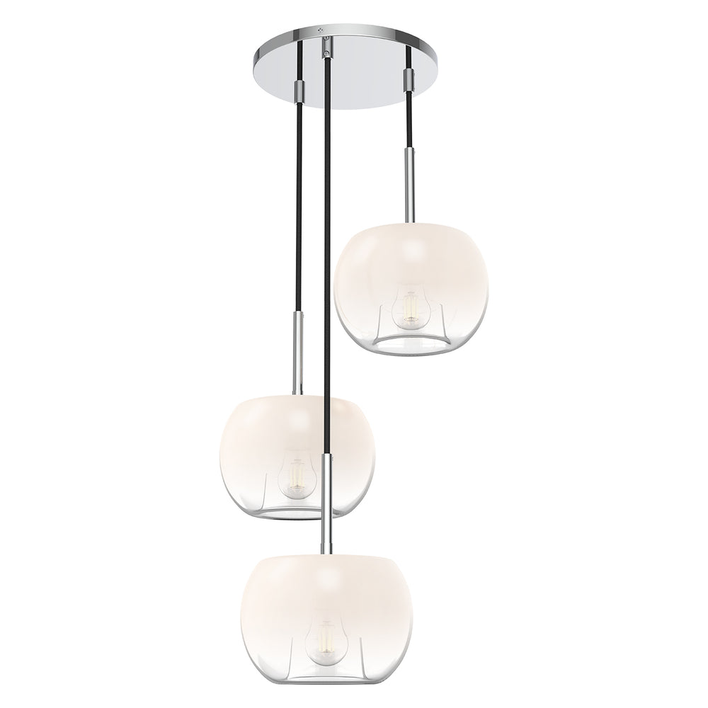 Kuzco Samar CH57514-CH/OP 14-in Chandelier, UL Damp Rated, Chrome/Opal Glass