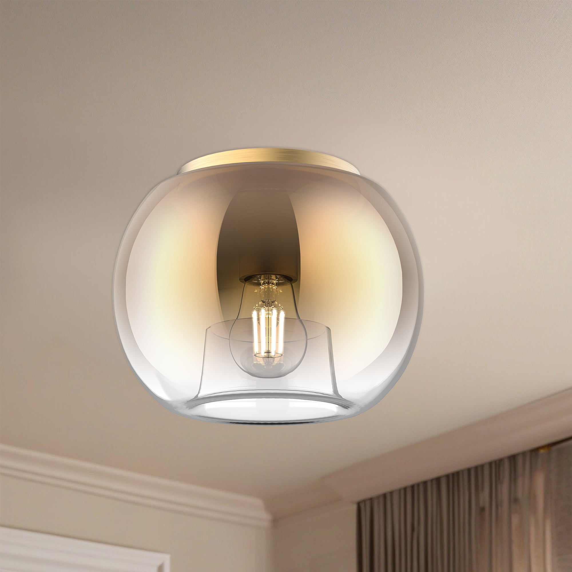 Samar 8-in Brushed Gold/Copper 1 Light Flush Mount