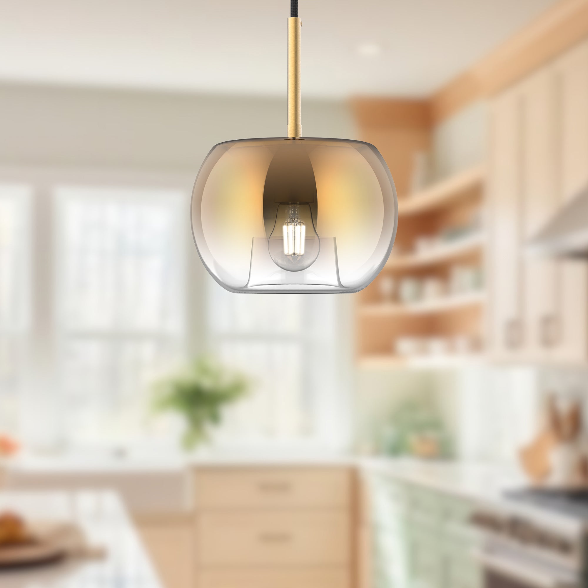 Samar 8-in Brushed Gold/Copper 1 Light Pendant