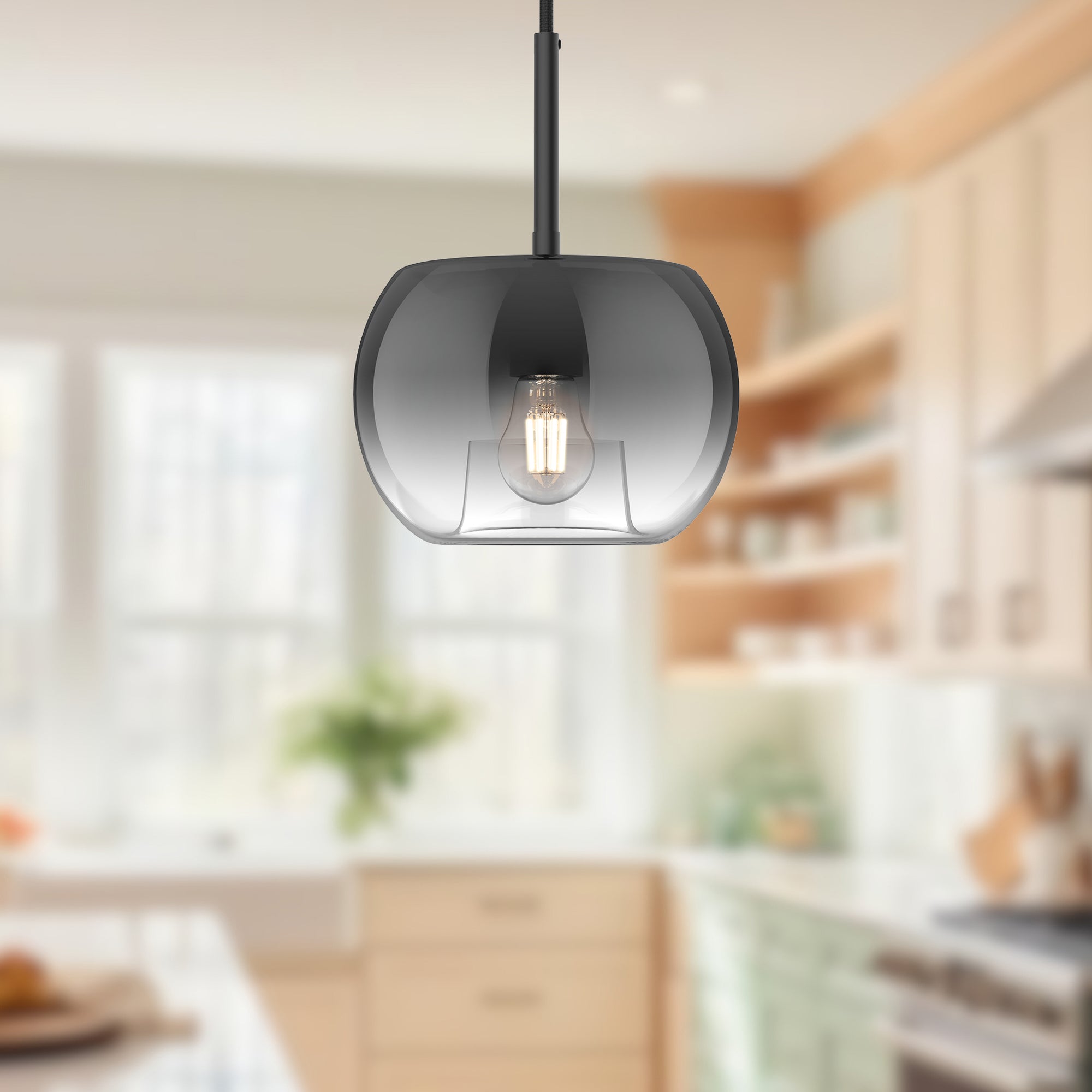 Samar 8-in Black/Smoked 1 Light Pendant