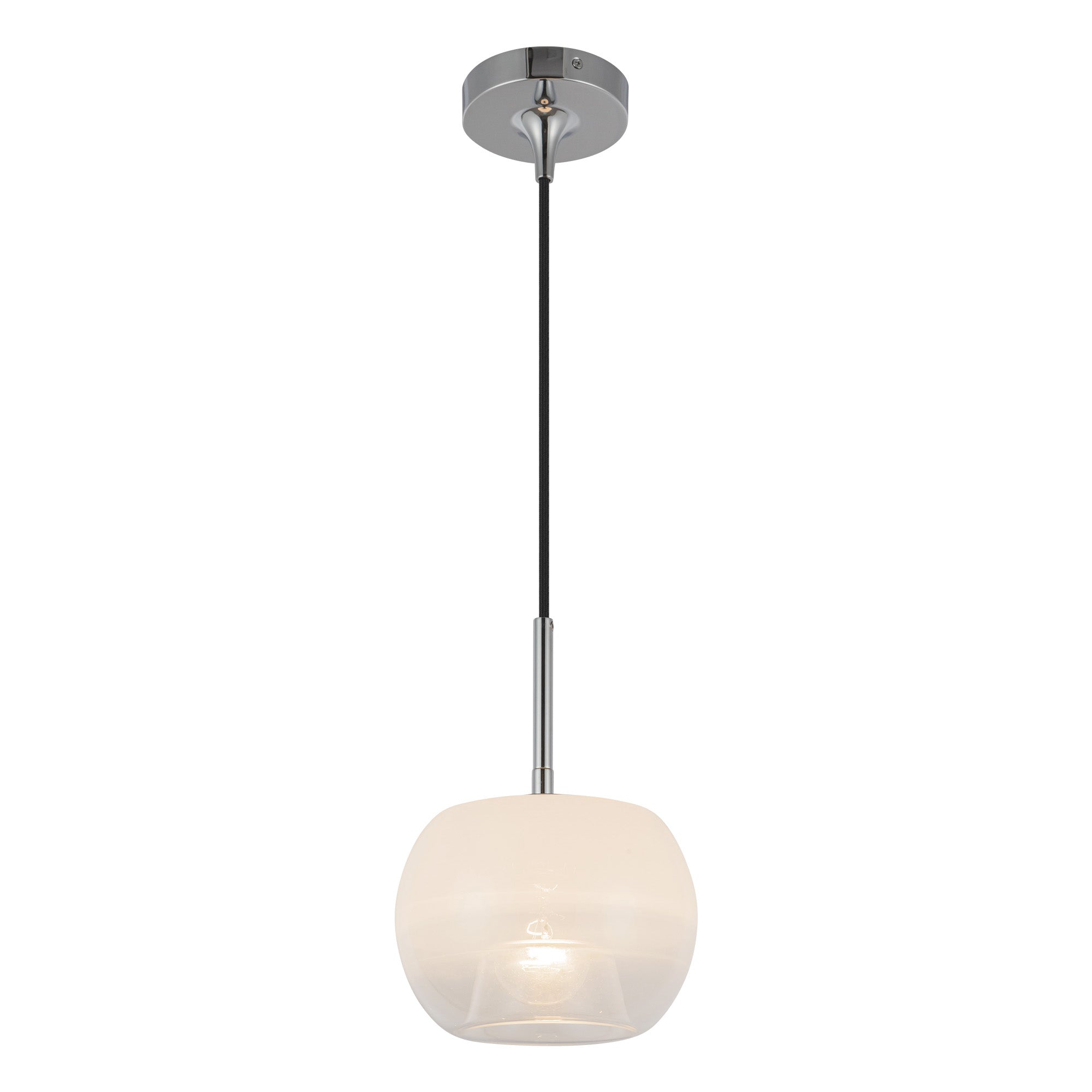 Samar 8-in Chrome/Opal Glass 1 Light Pendant