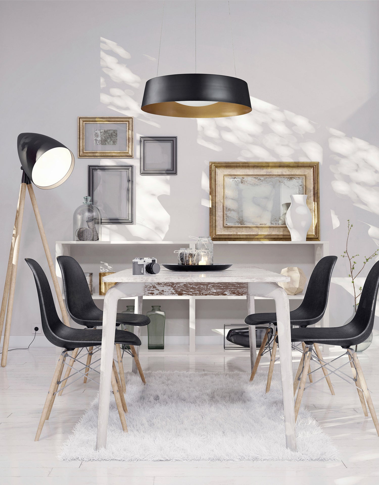 Sampson 16-in Black LED Pendant