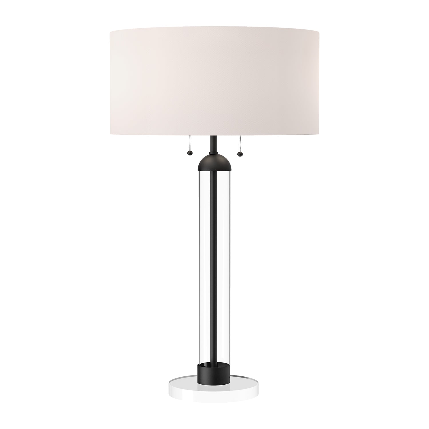 Sasha 18-in Matte Black/White Linen 2 Lights Table Lamp