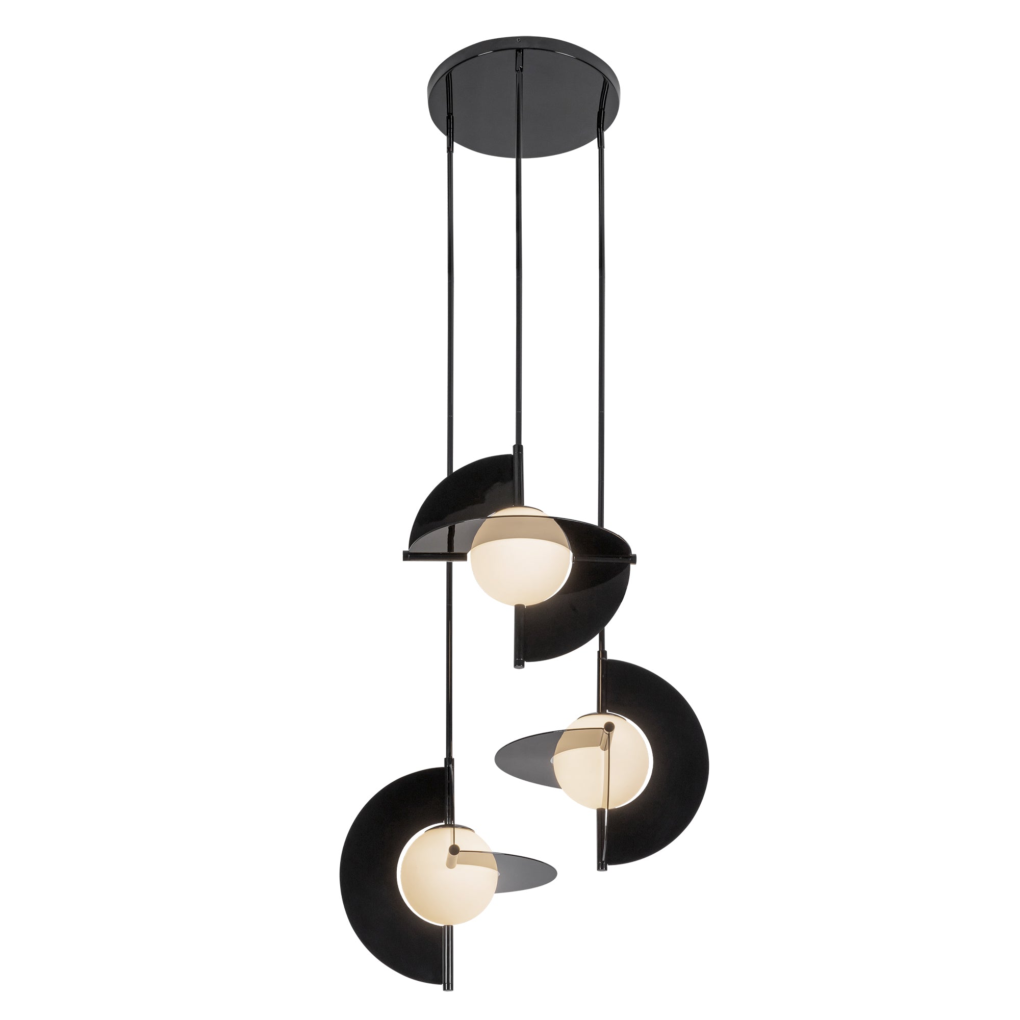 Scorpio 27-in Glossy Black/Opal Glass LED Chandelier