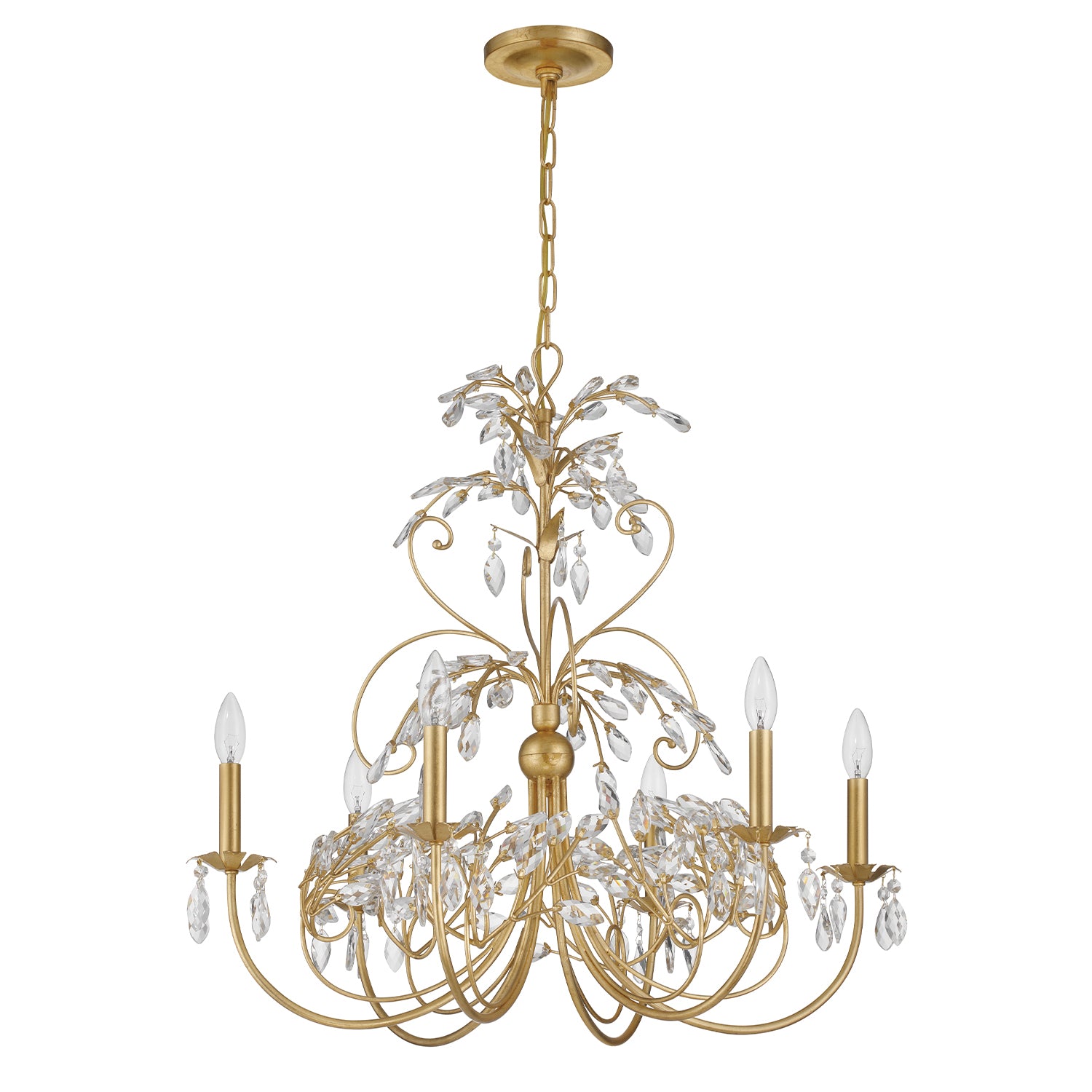 Crystorama Sadie SDE-4926-GA – 29 Inch – 6 Light – Chandelier – Antique Gold – Damp Rated