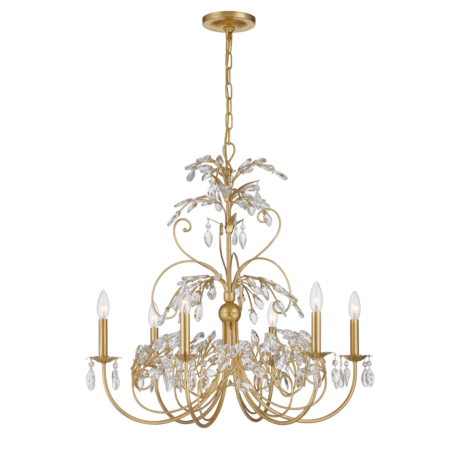 Crystorama Sadie SDE-4926-GA – 29 Inch – 6 Light – Chandelier – Antique Gold – Damp Rated