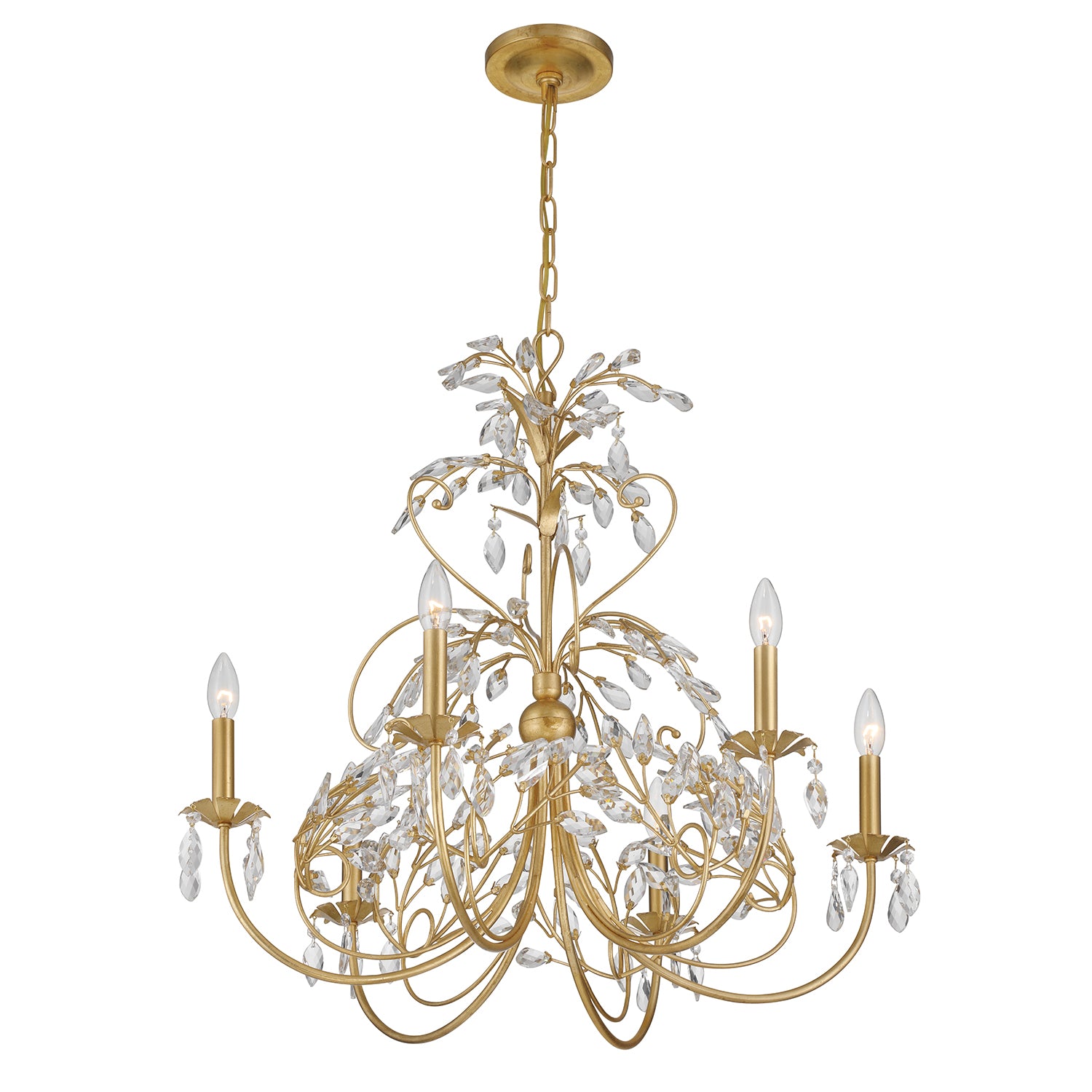 Crystorama Sadie SDE-4926-GA – 29 Inch – 6 Light – Chandelier – Antique Gold – Damp Rated