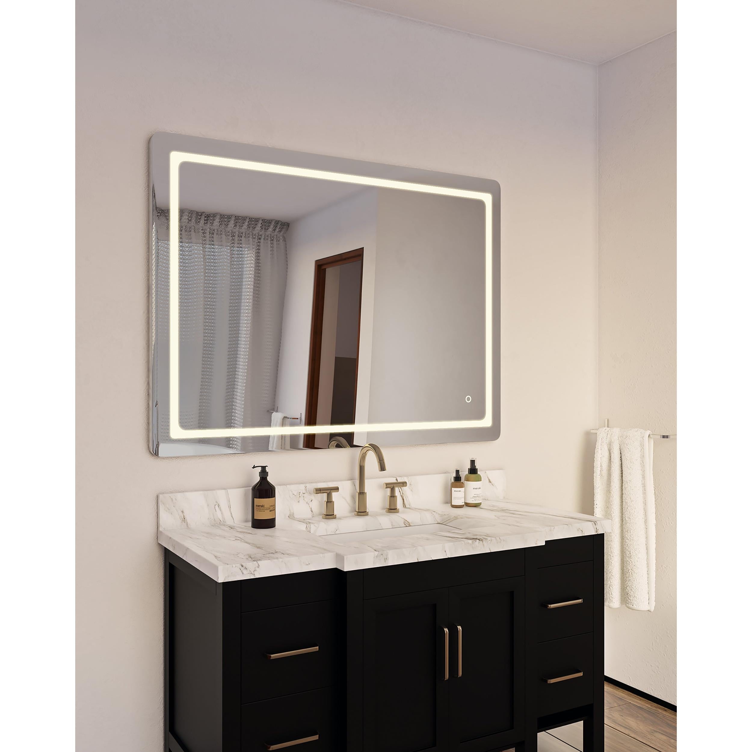 Seneca 32-in Sandblasted Merc Edge LED Vanity Mirror