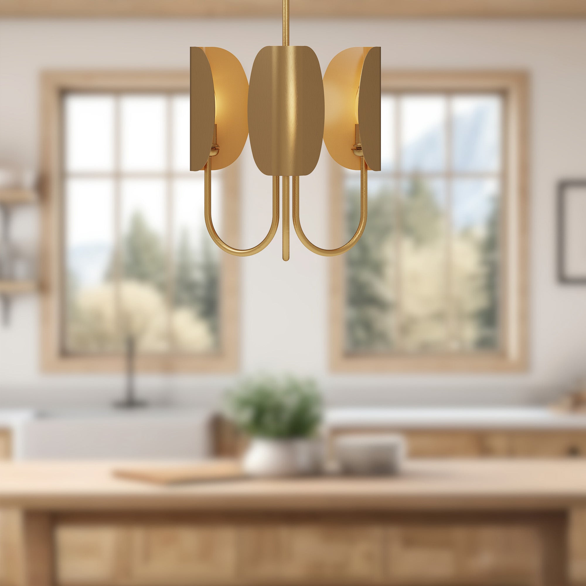 Seno 15-in Aged Gold 3 Lights Chandeliers