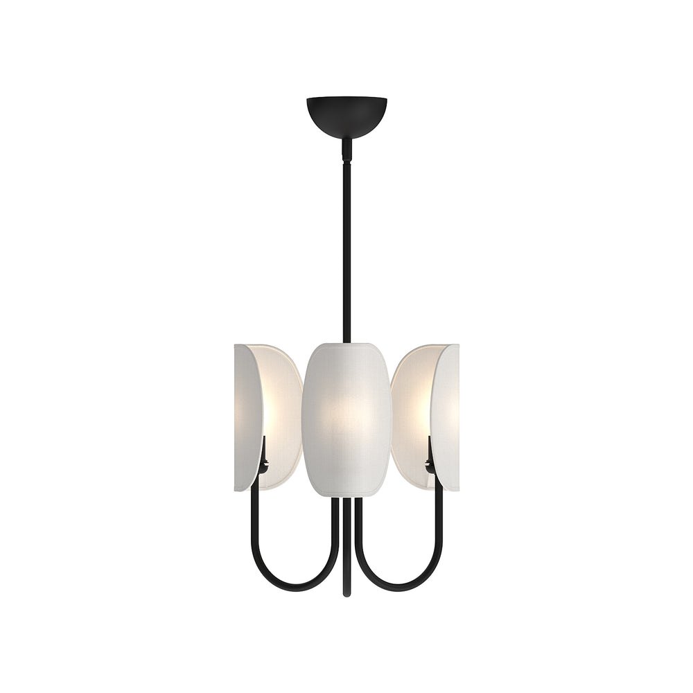 ALORA MOOD Lighting CH450715MBCW Chandeliers, Matte Black/White Cotton Fabric