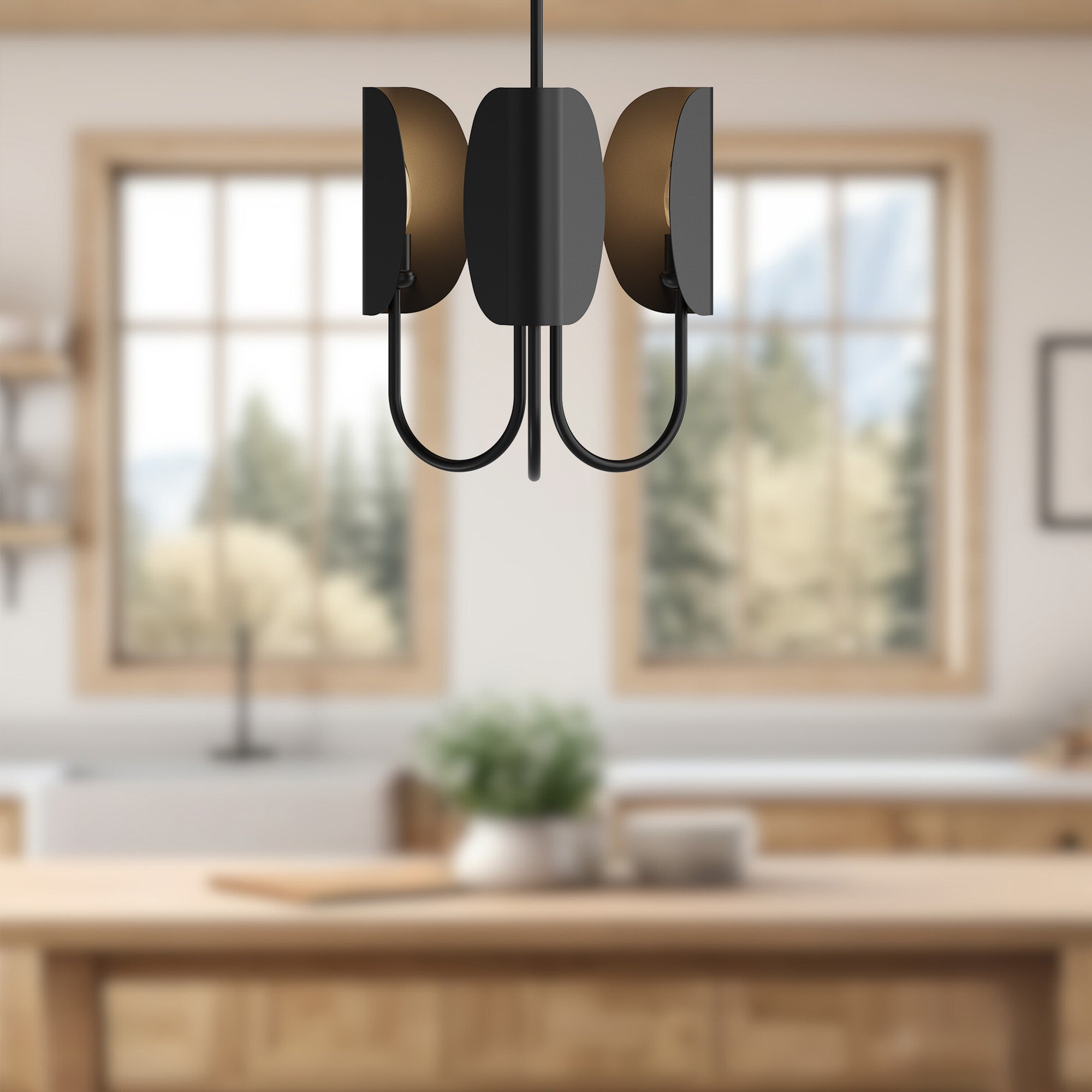 Seno 15-in Matte Black 3 Lights Chandeliers