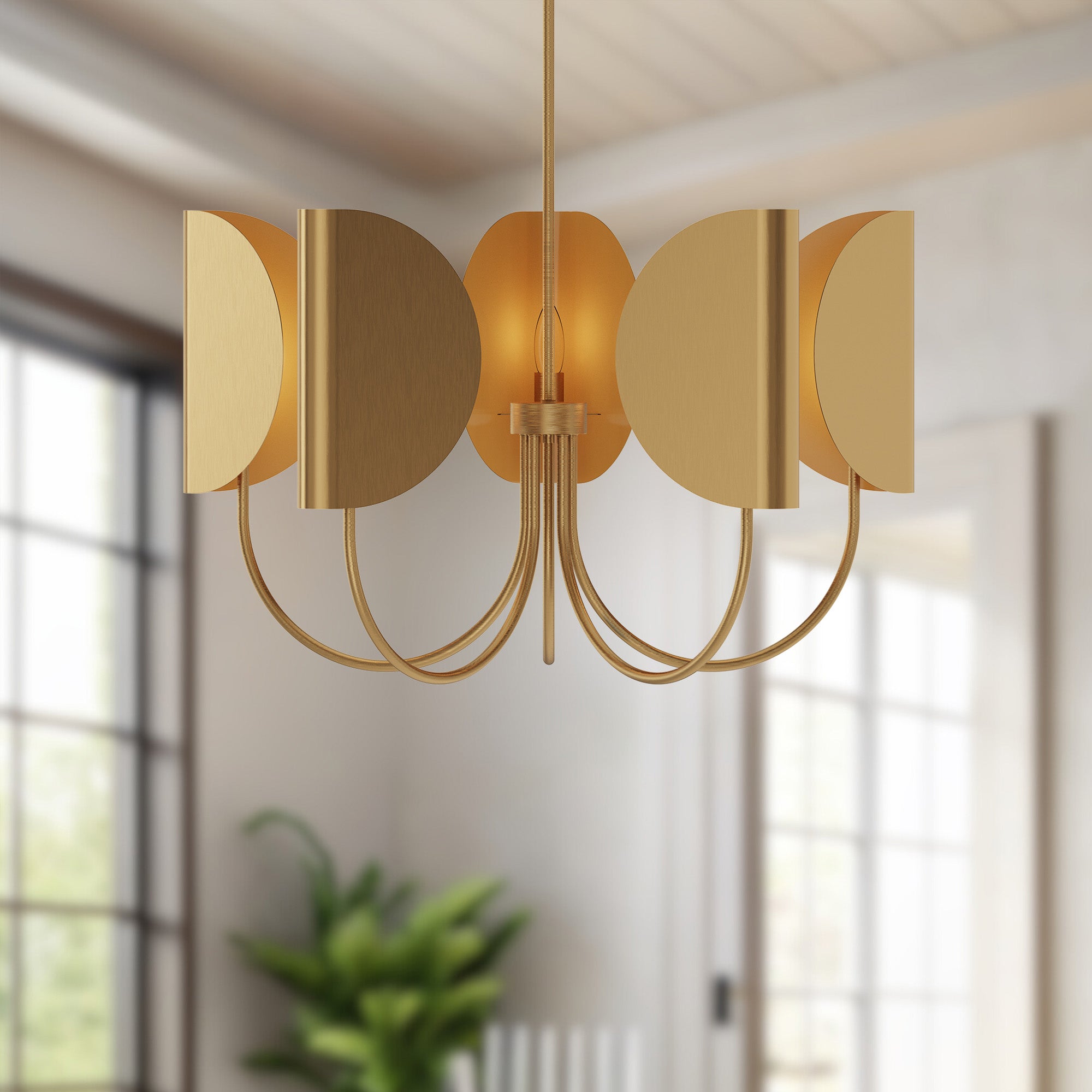 Seno 32-in Aged Gold 5 Lights Chandeliers