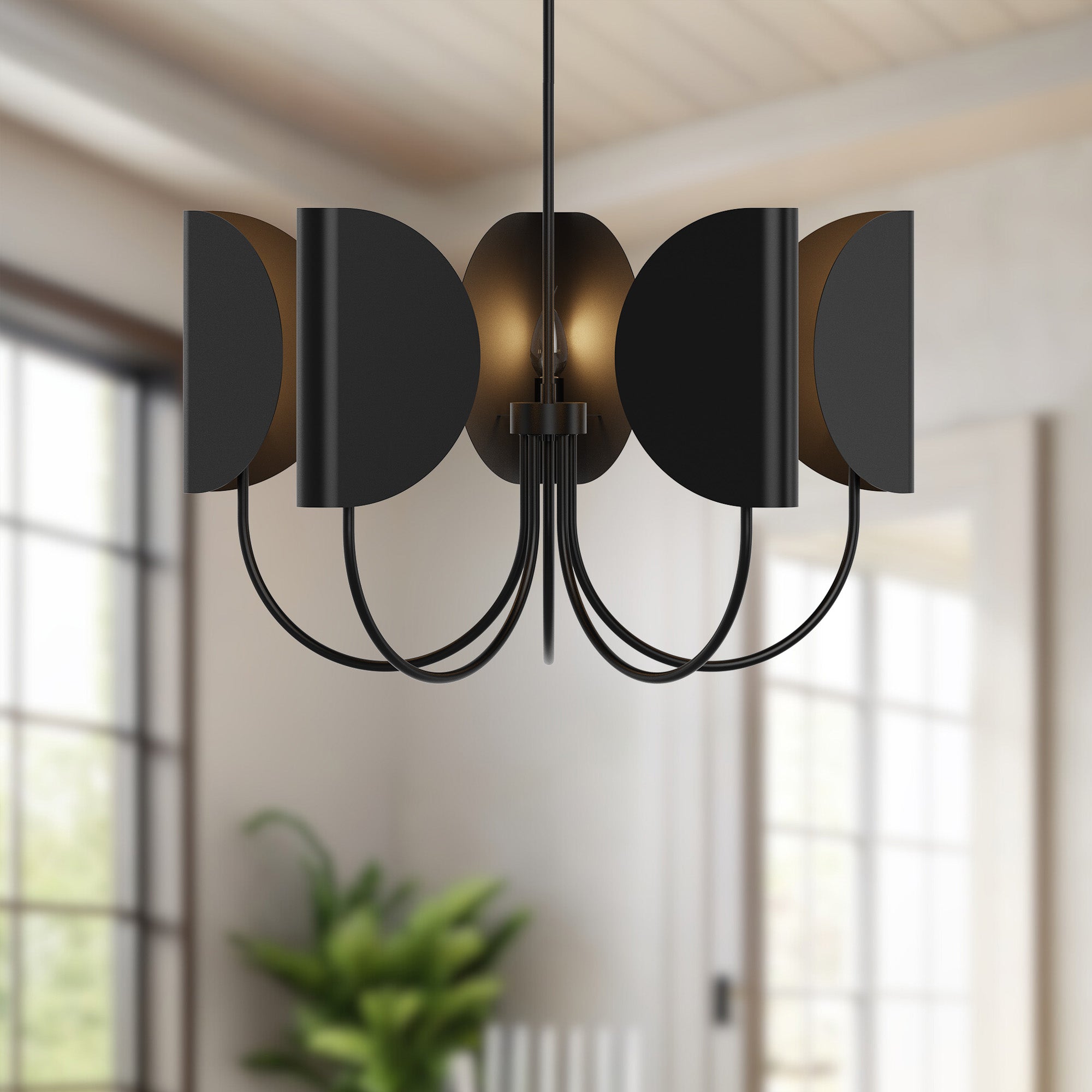 Seno 32-in Matte Black 5 Lights Chandeliers