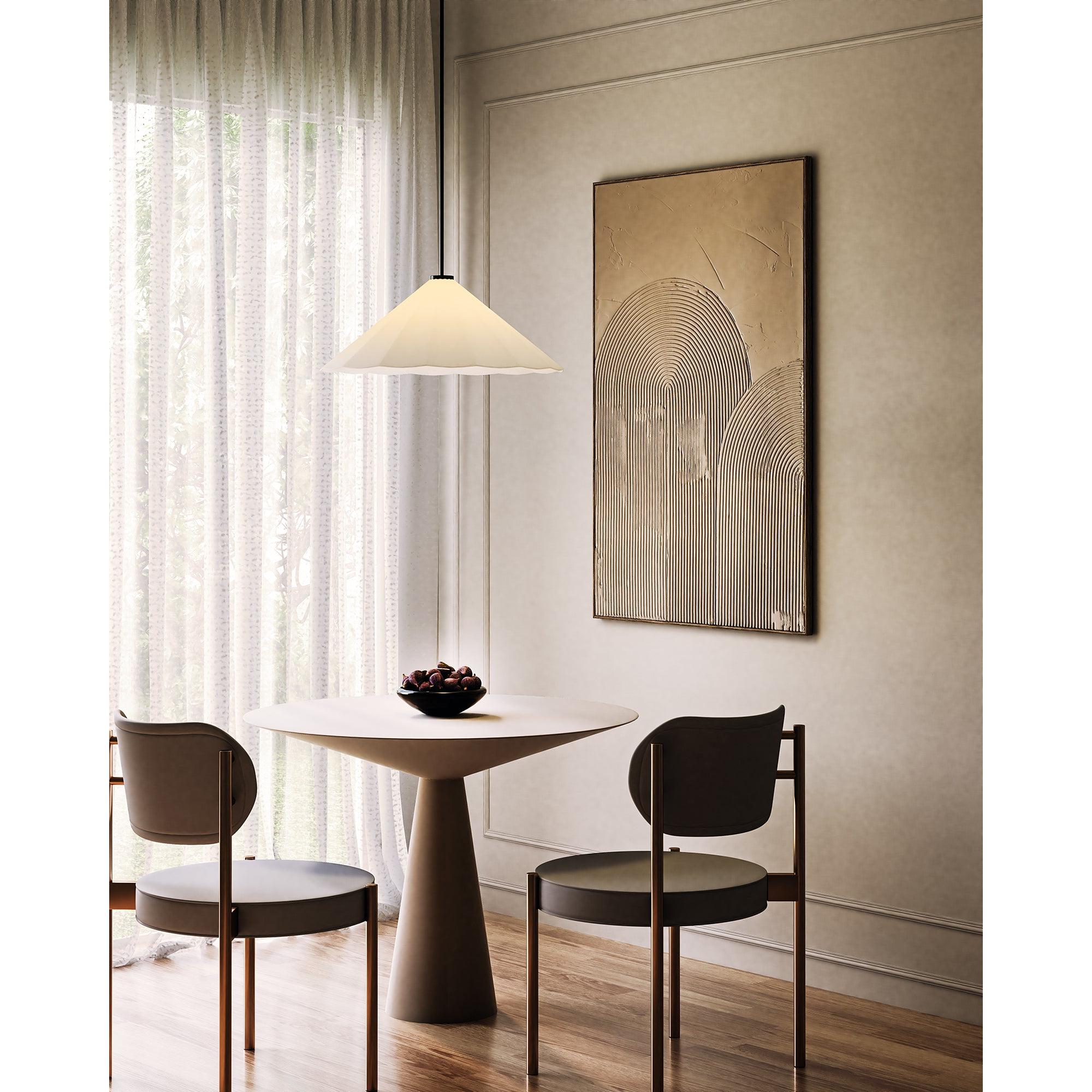 Serena 20-in Matte Black/Opal Glass 1 Light Pendant