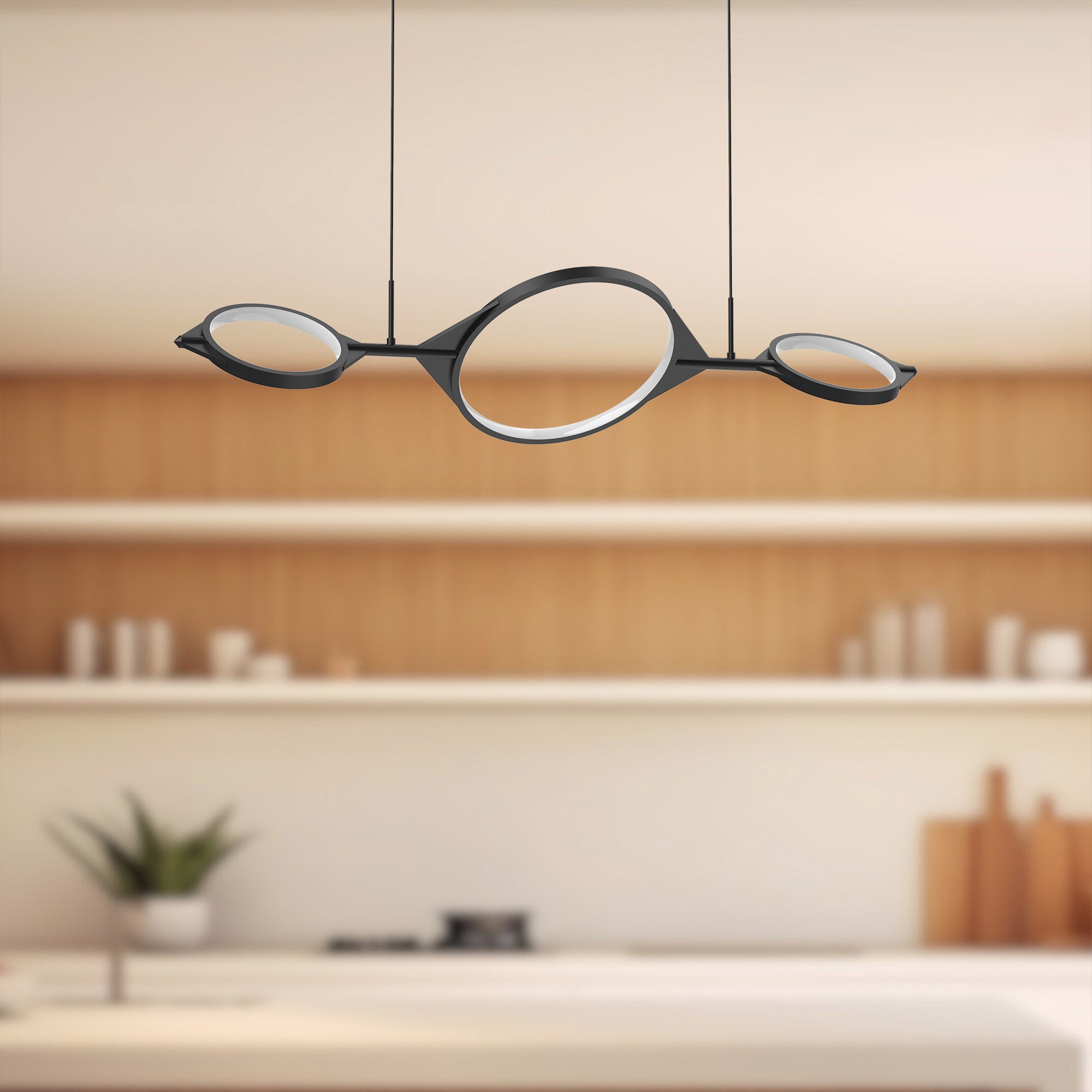 Serif 34-in Black LED Linear Pendant