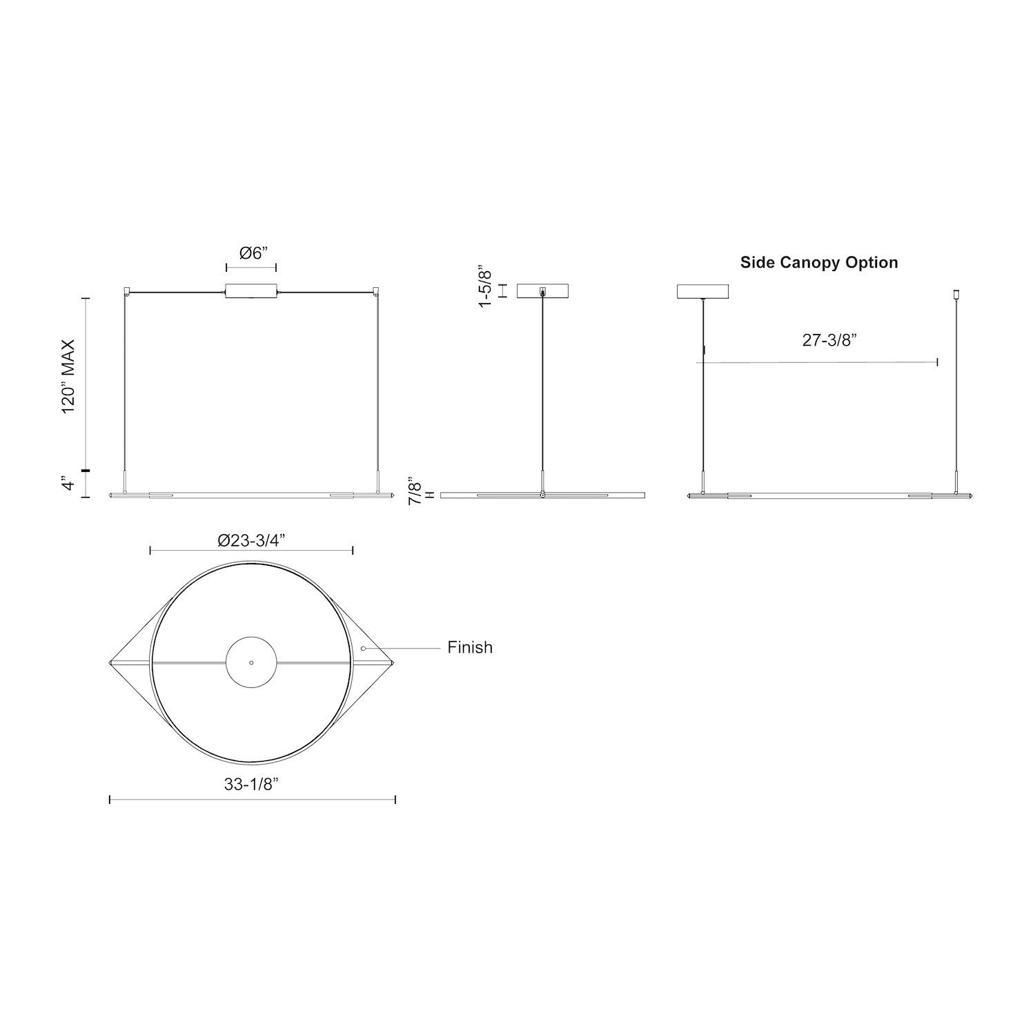 Serif 36-in Black LED Pendant