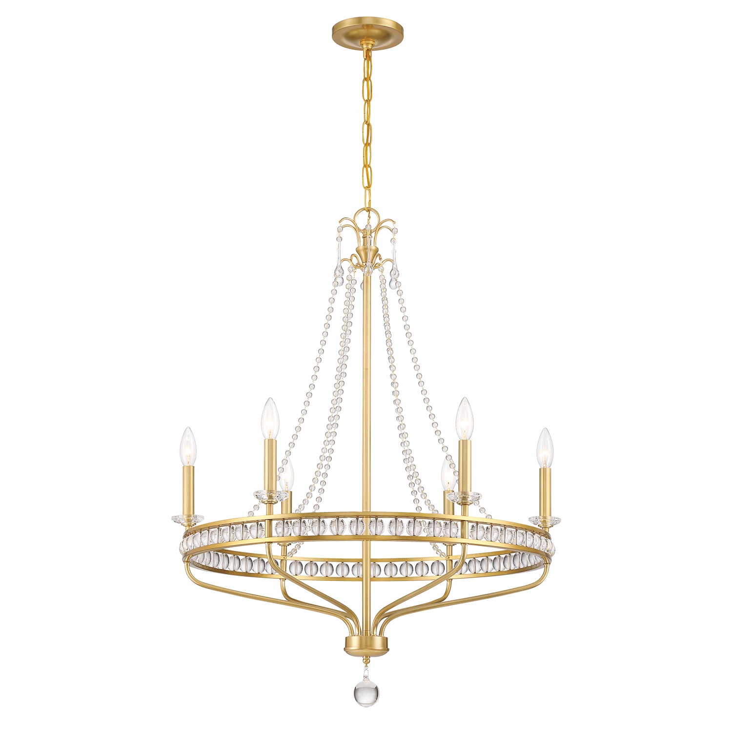 Seville 6 Light Aged Brass Chandelier