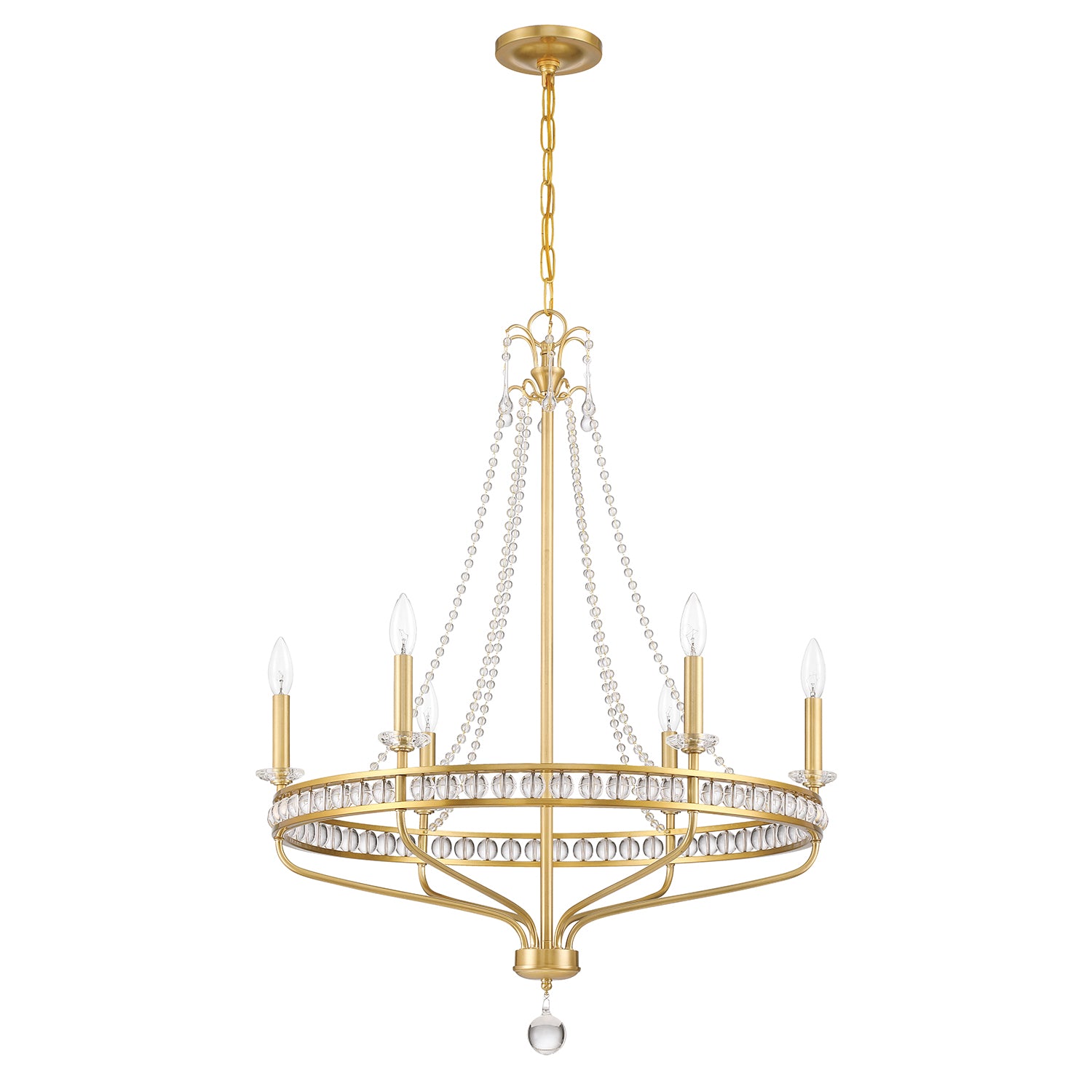 Crystorama Seville SEV-1806-AG – 28 Inch – 6 Light – Chandelier – Aged Brass – Damp Rated