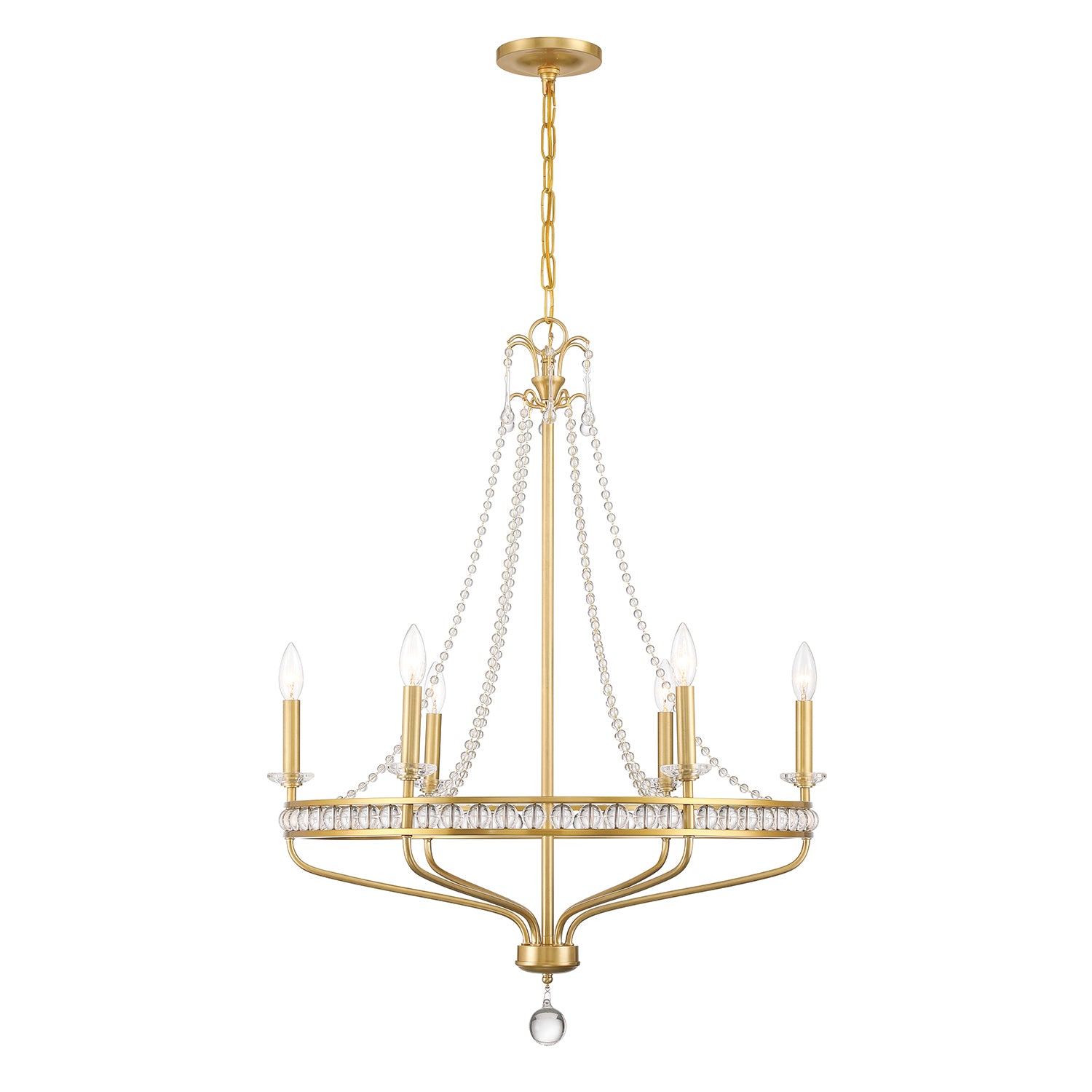 Crystorama Seville SEV-1806-AG – 28 Inch – 6 Light – Chandelier – Aged Brass – Damp Rated