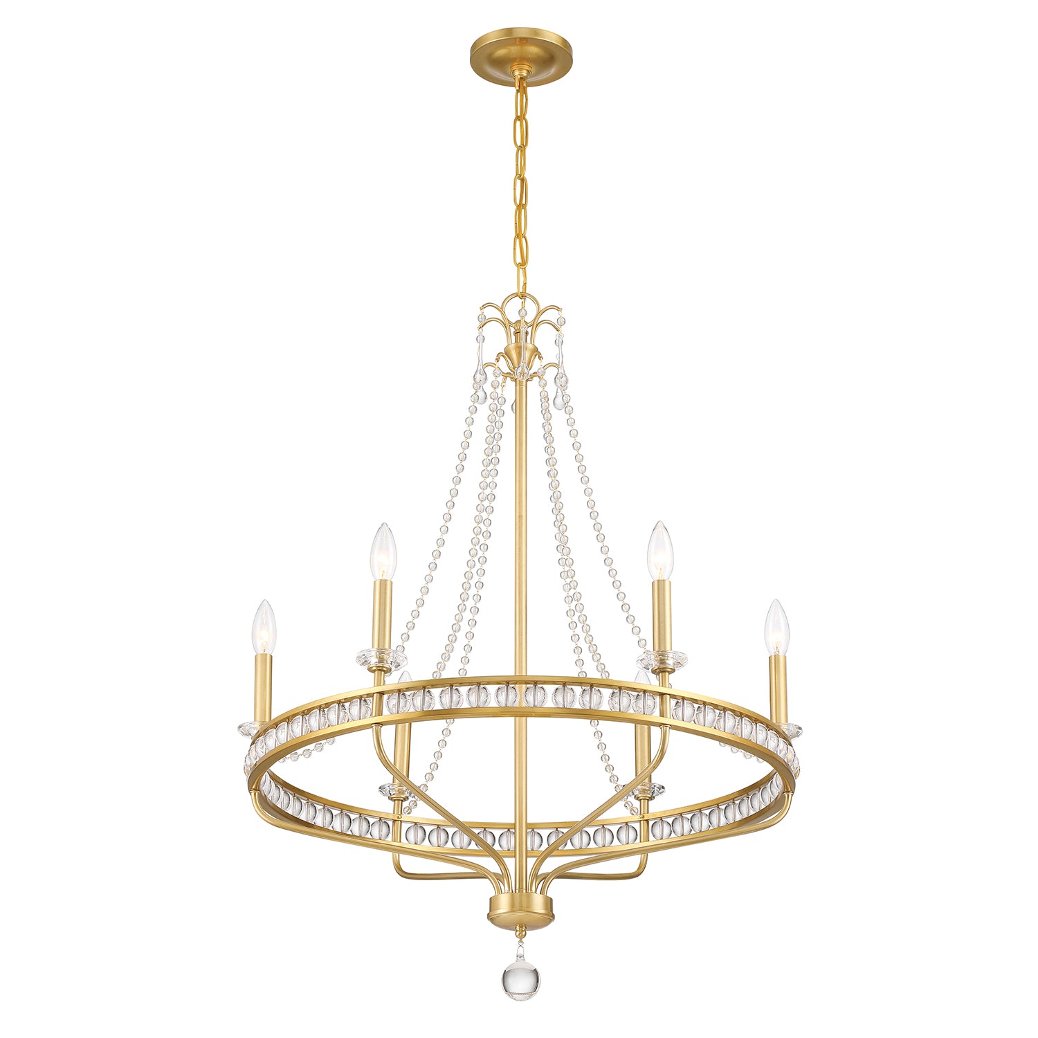 Crystorama Seville SEV-1806-AG – 28 Inch – 6 Light – Chandelier – Aged Brass – Damp Rated