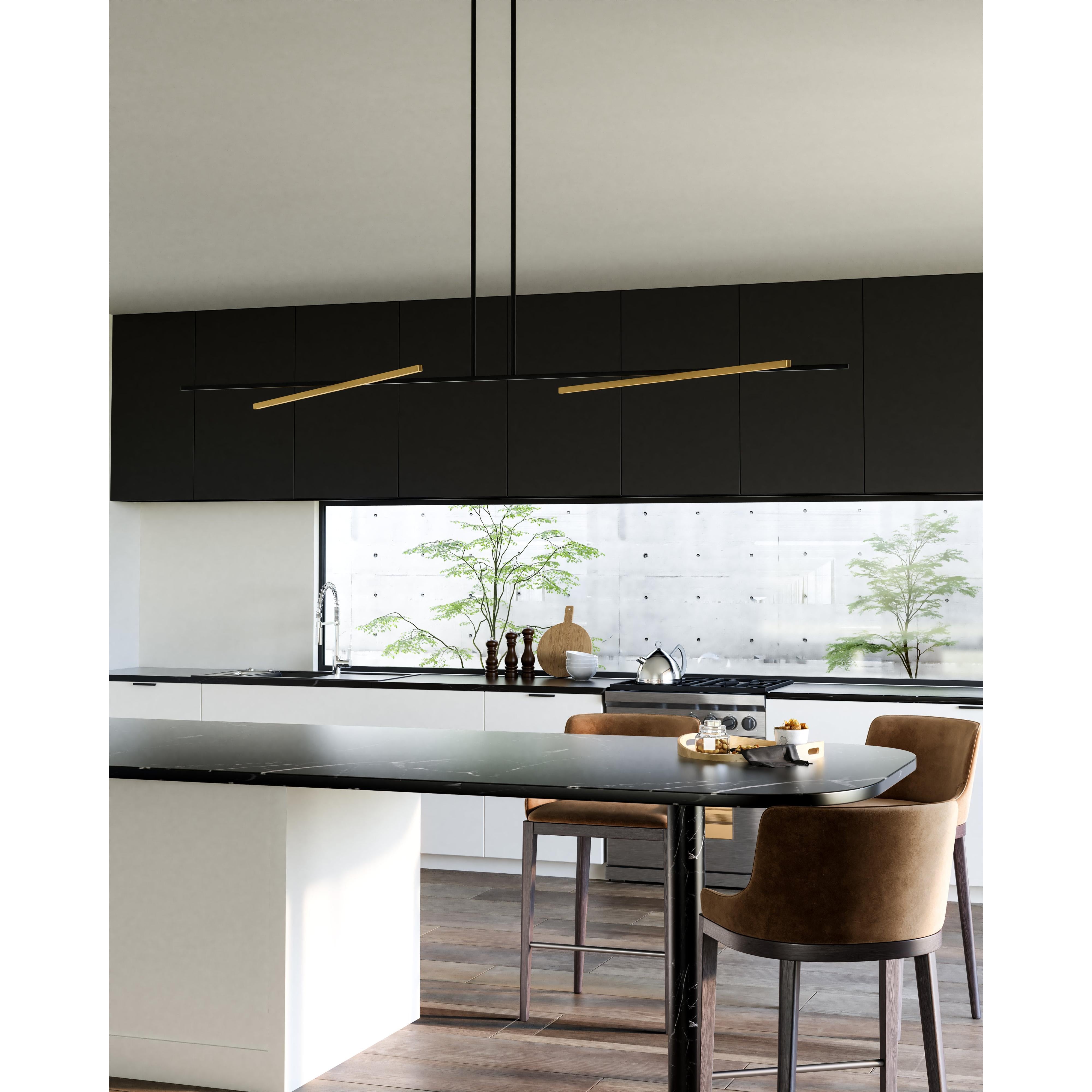 Shift 60-in Black/Brushed Gold LED Linear Pendant