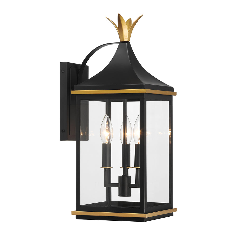 Crystorama Lighting SIM-801-MK-TG Outdoor Sconce, UL Wet Rated, Matte Black + Textured Gold