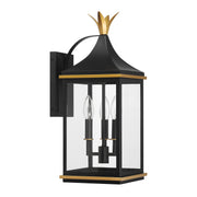 Crystorama Simpson SIM-801-MK-TG – 8 Inch – 3 Light – Outdoor – Matte Black + Textured Gold – Wet Rated